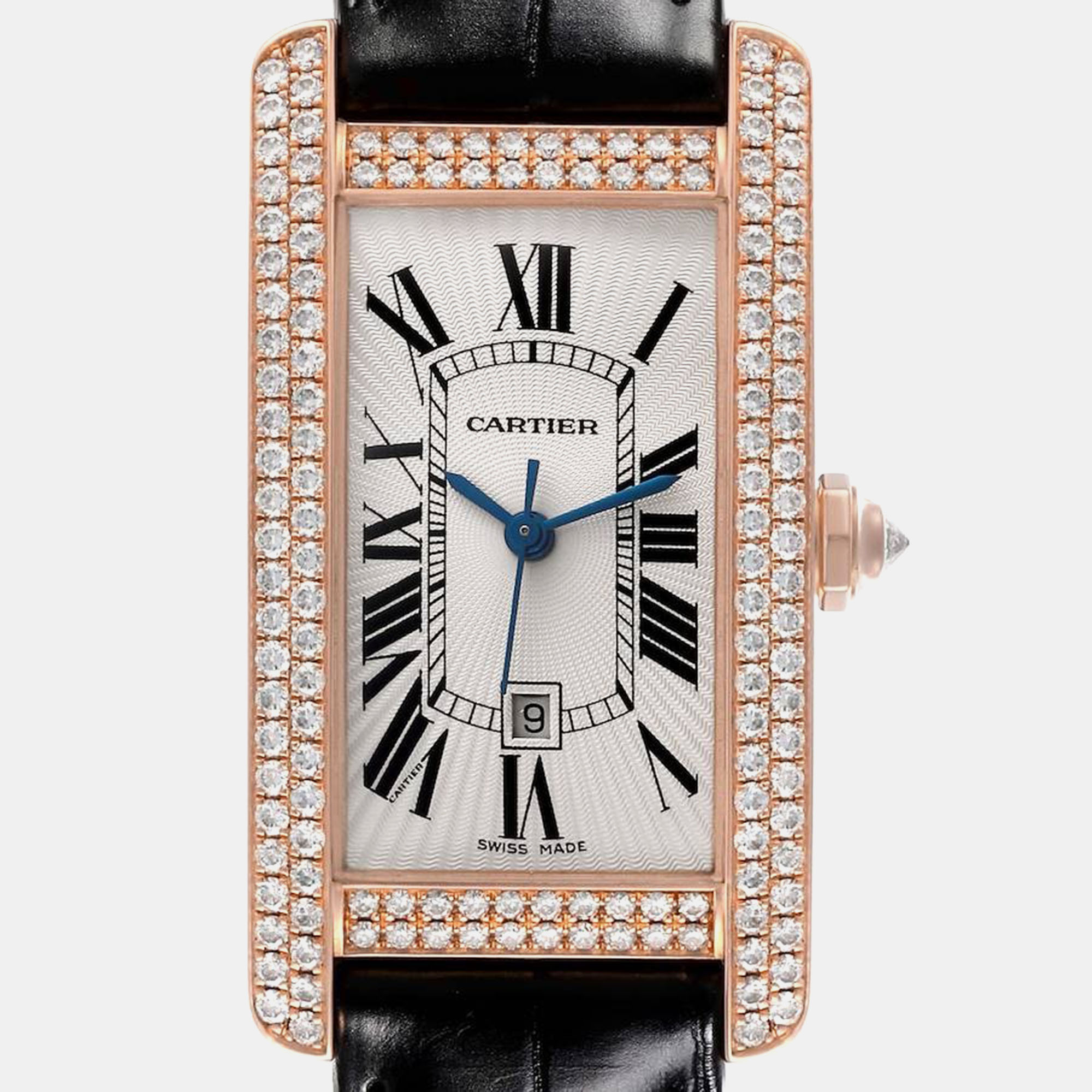 Cartier Tank Americaine Midsize Rose Gold Diamond Ladies Watch 23.0 Mm