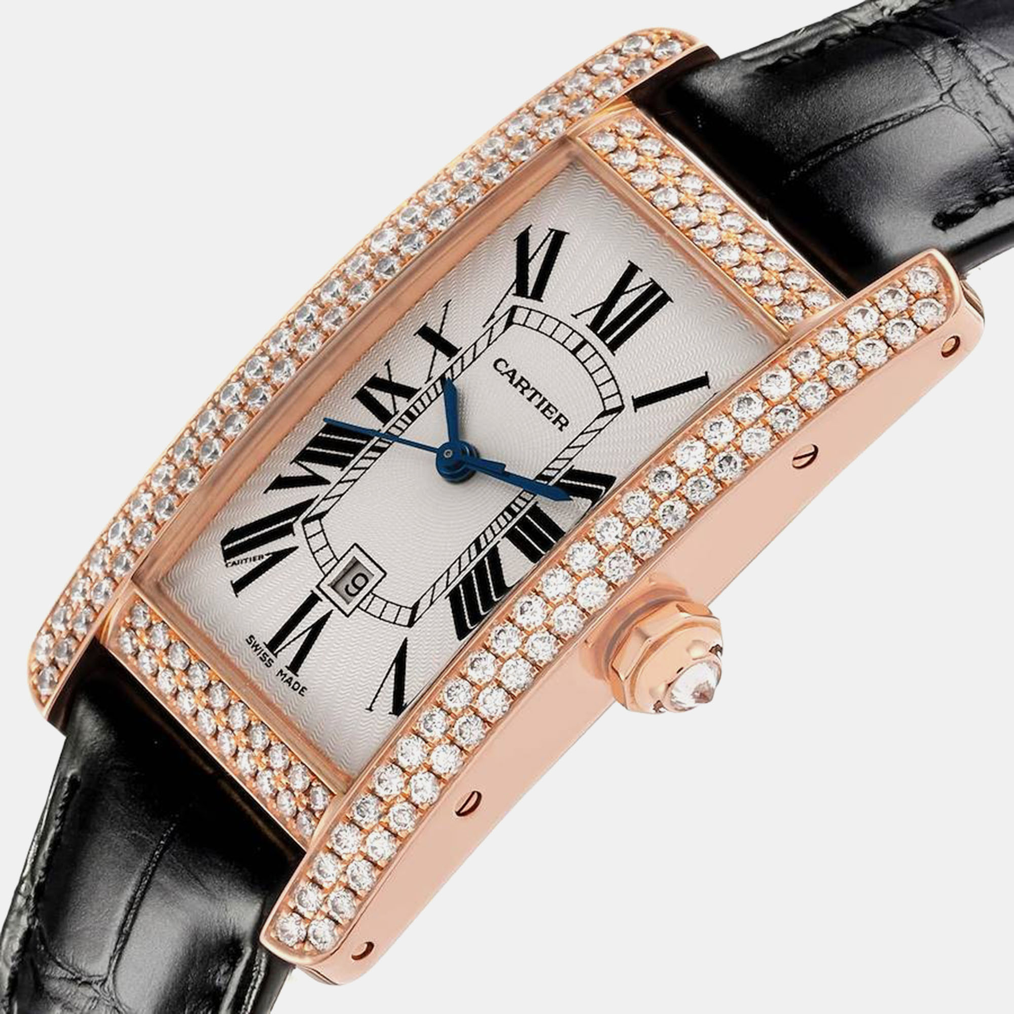 Cartier Tank Americaine Midsize Rose Gold Diamond Ladies Watch 23.0 Mm