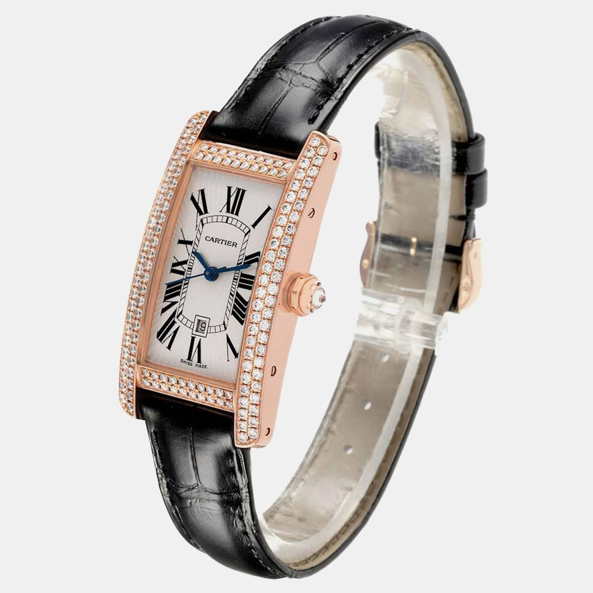 Cartier Tank Americaine Midsize Rose Gold Diamond Ladies Watch 23.0 Mm