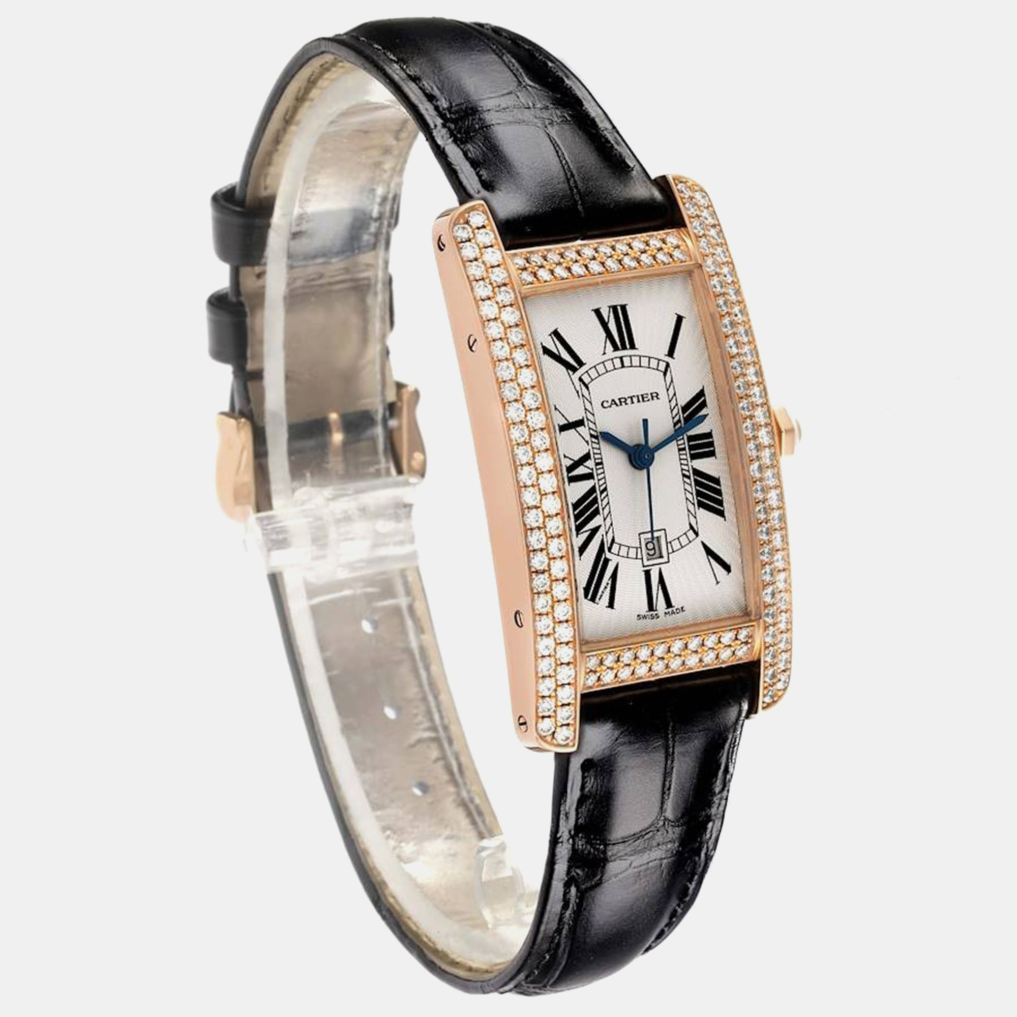 Cartier Tank Americaine Midsize Rose Gold Diamond Ladies Watch 23.0 Mm