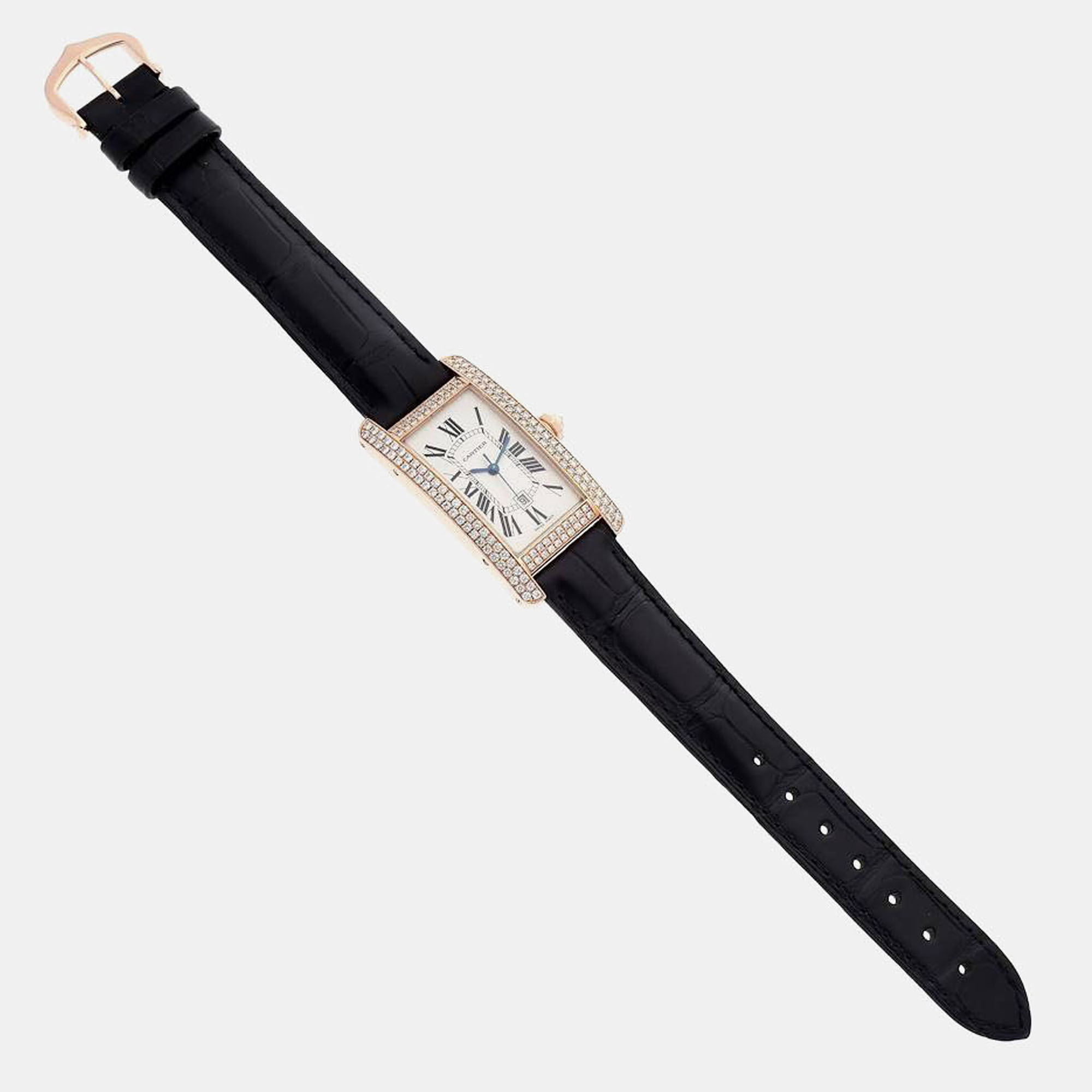 Cartier Tank Americaine Midsize Rose Gold Diamond Ladies Watch 23.0 Mm