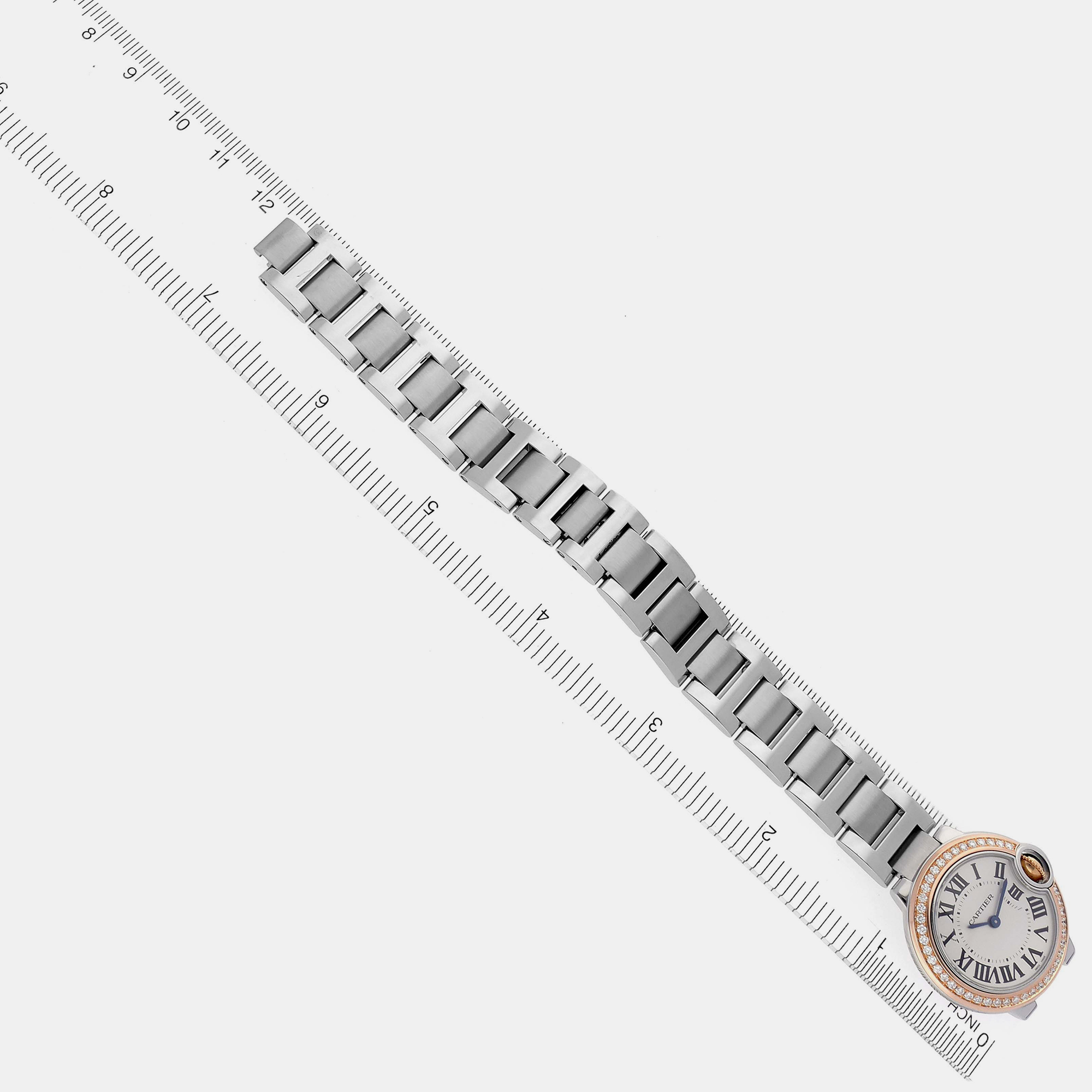 Cartier Ballon Bleu Steel Rose Gold Diamond Ladies Watch WE902079