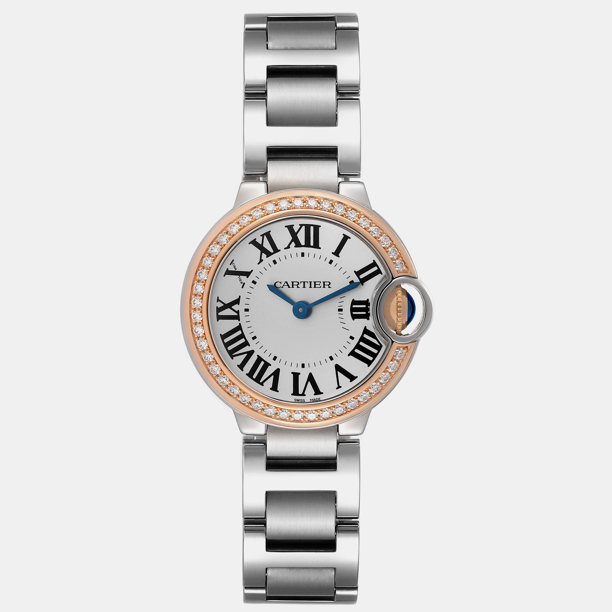 Cartier Ballon Bleu Steel Rose Gold Diamond Ladies Watch WE902079