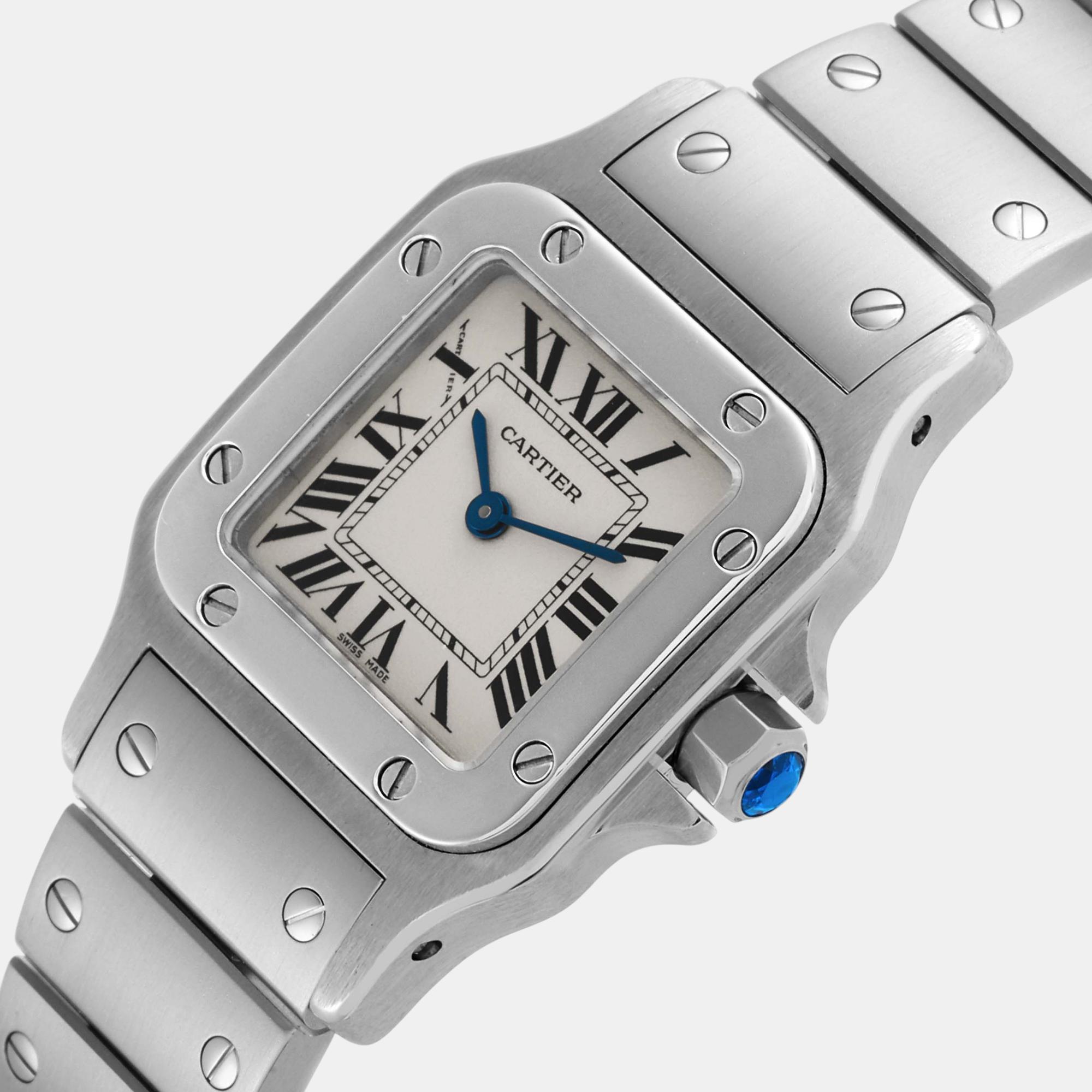 Cartier Santos Galbee Small Silver Dial Steel Ladies Watch W20056D6 26.2 X 34.8 Mm