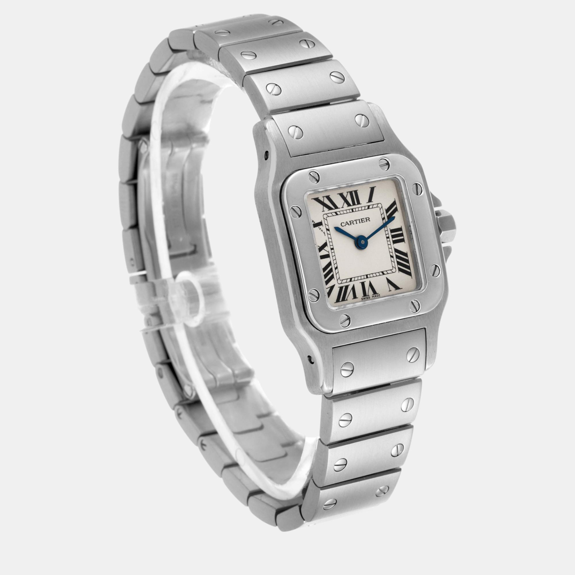 Cartier Santos Galbee Small Silver Dial Steel Ladies Watch W20056D6 26.2 X 34.8 Mm