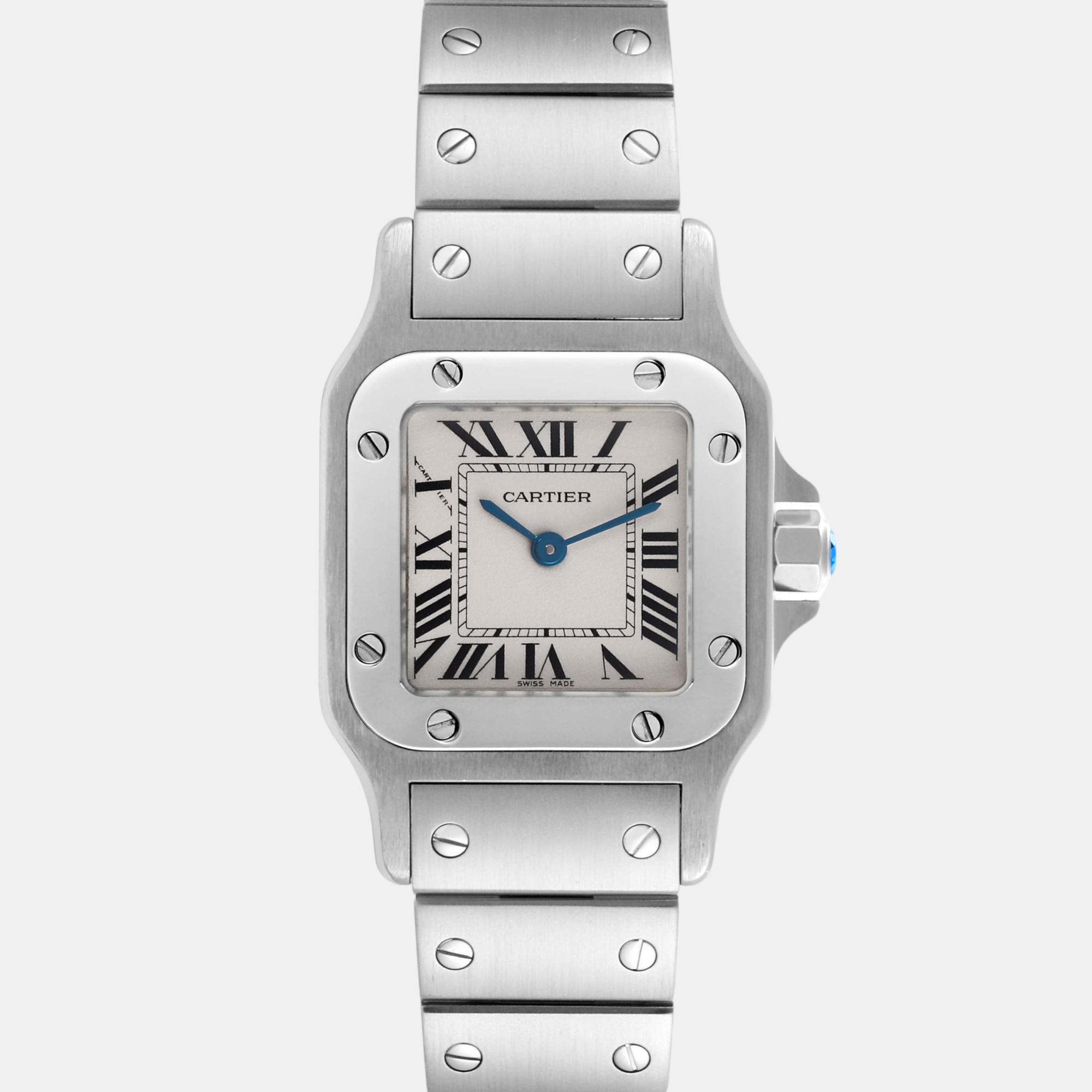 Cartier Santos Galbee Small Silver Dial Steel Ladies Watch W20056D6 26.2 X 34.8 Mm