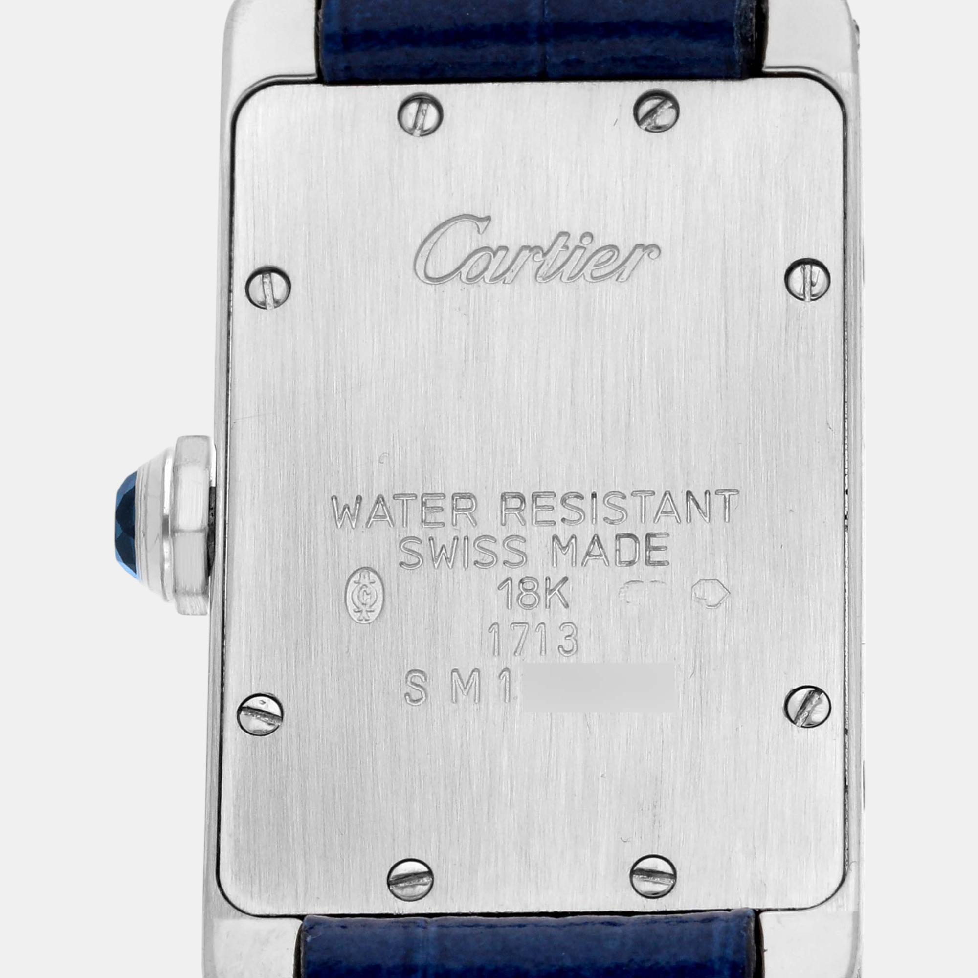 Cartier Tank Americaine White Gold Silver Dial Ladies Watch W2601956 19 X 35 Mm