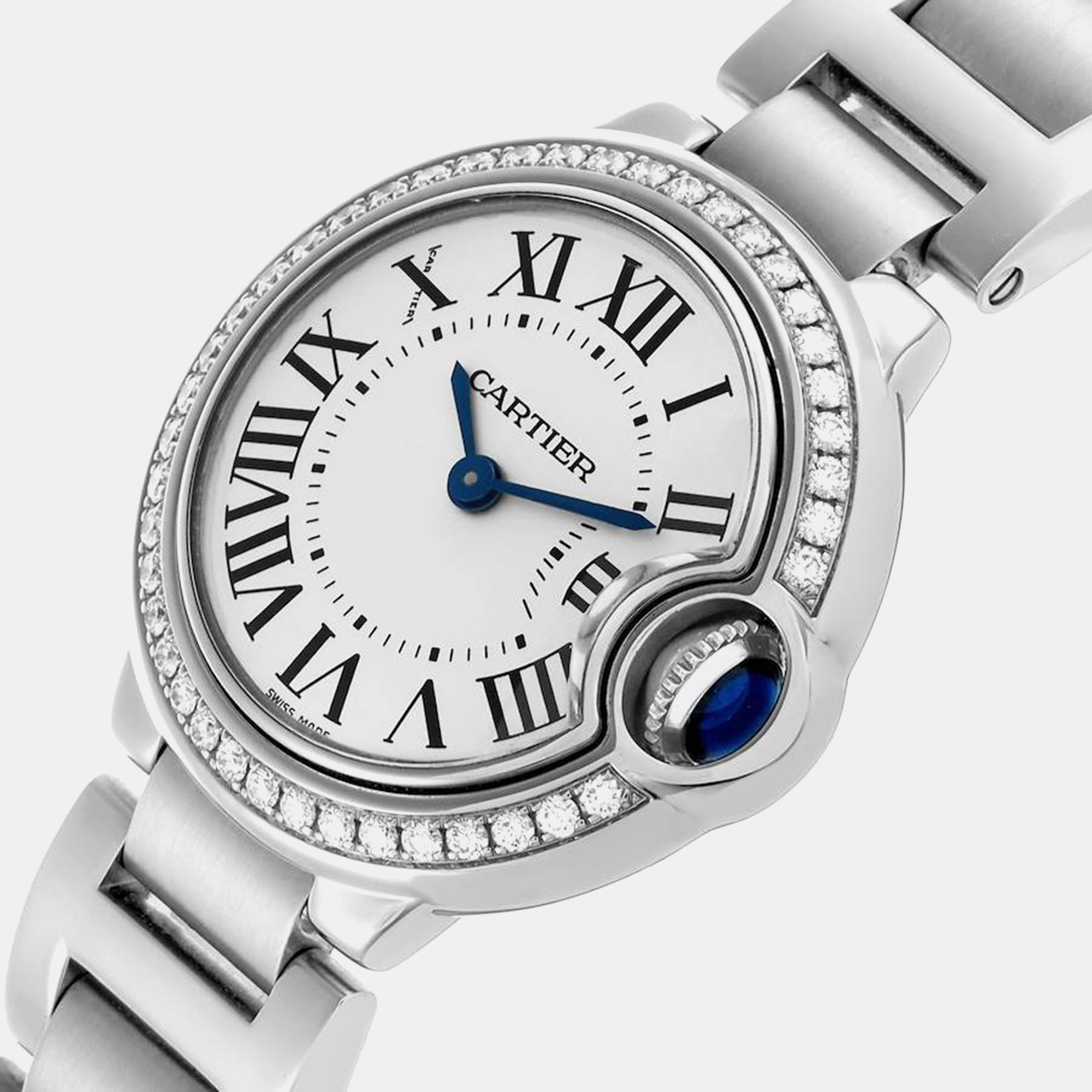 Cartier Ballon Bleu Diamond Steel Ladies Watch W4BB0015 28 Mm