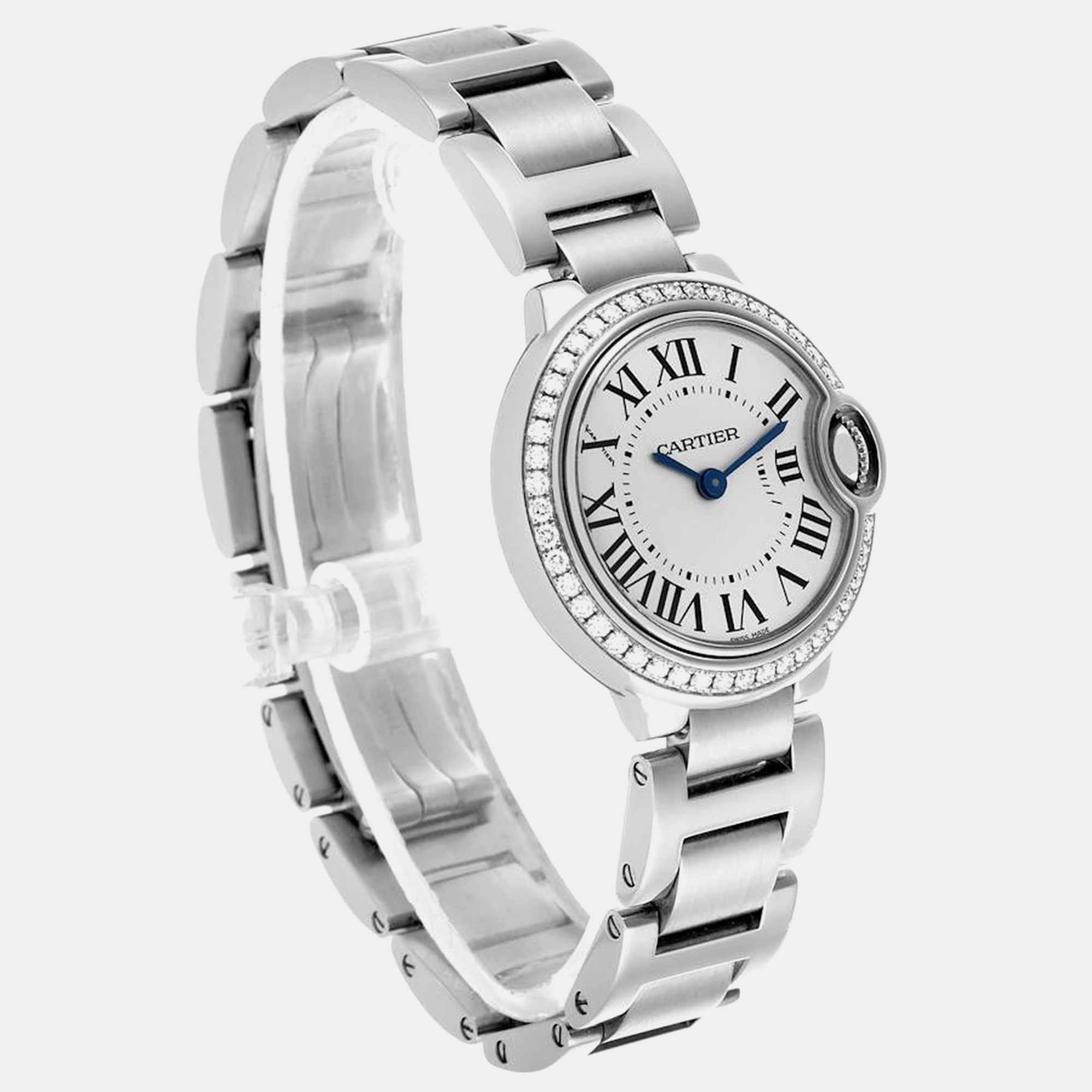 Cartier Ballon Bleu Diamond Steel Ladies Watch W4BB0015 28 Mm