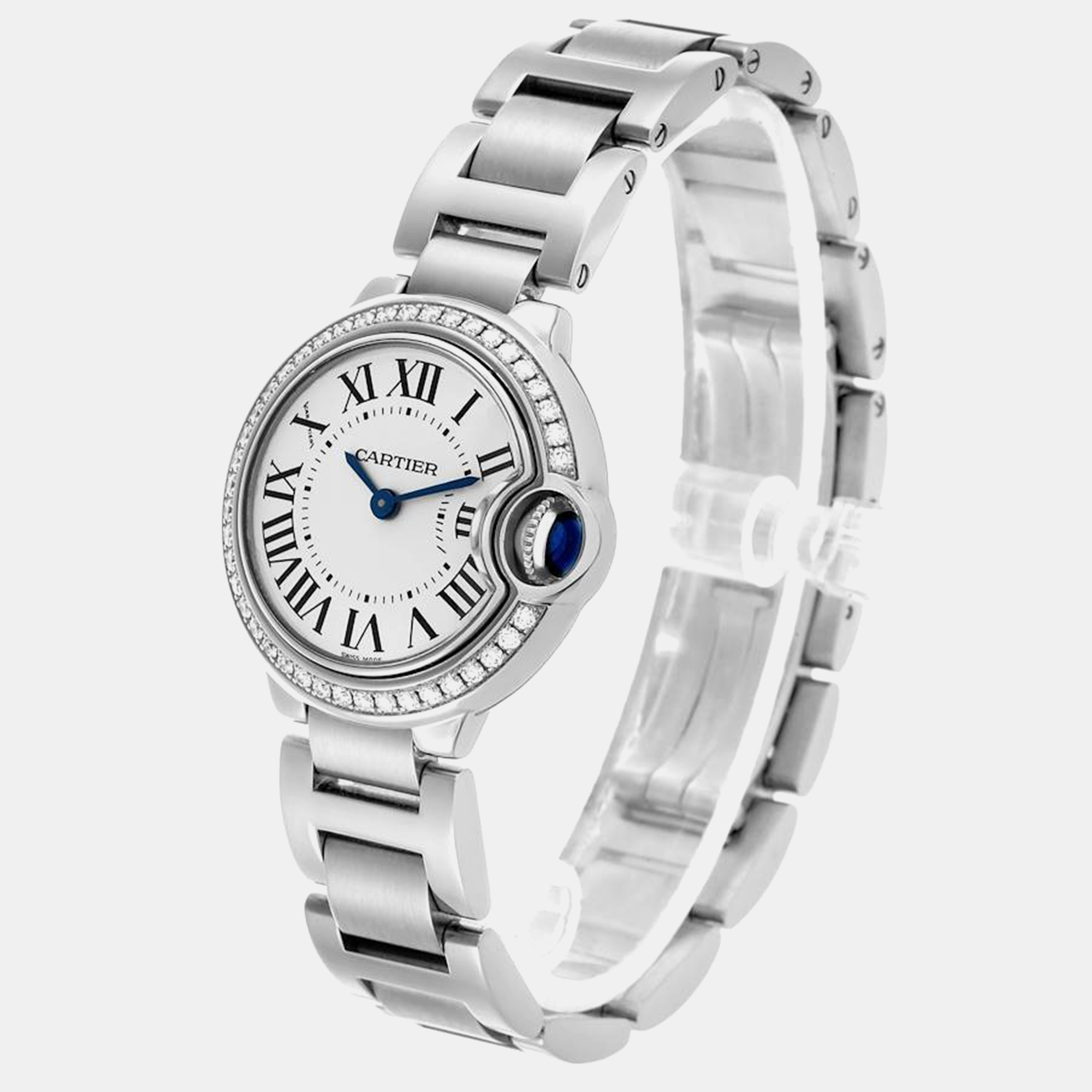 Cartier Ballon Bleu Diamond Steel Ladies Watch W4BB0015 28 Mm