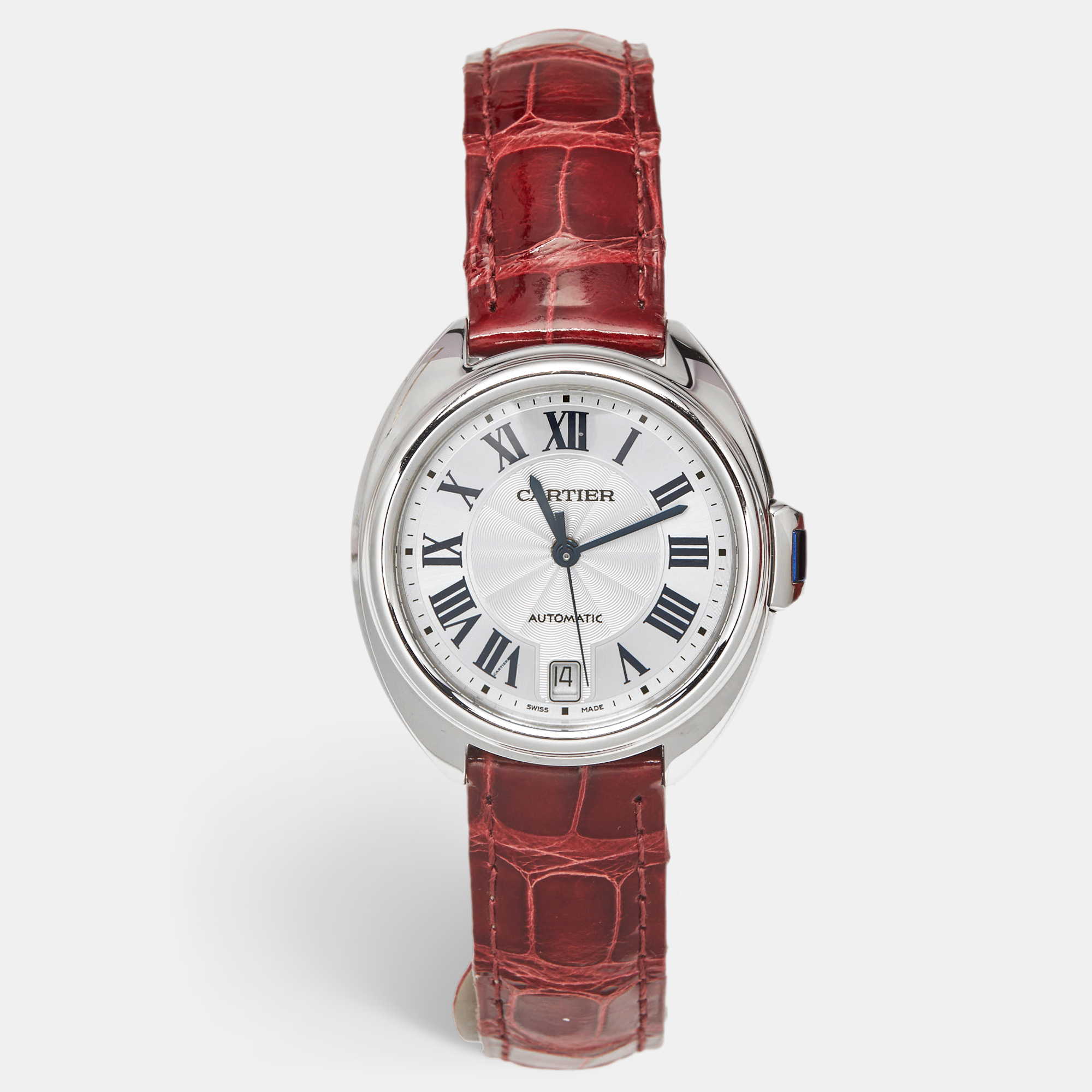 Cartier Silver Stainless Steel Alligator Leather Cle De Cartier WSCL0017 Women's Wristwatch, Red
Cartier Silver Stainless Steel Alligator Leather Cle De Cartier WSCL0017 Women's Wristwatch, Red