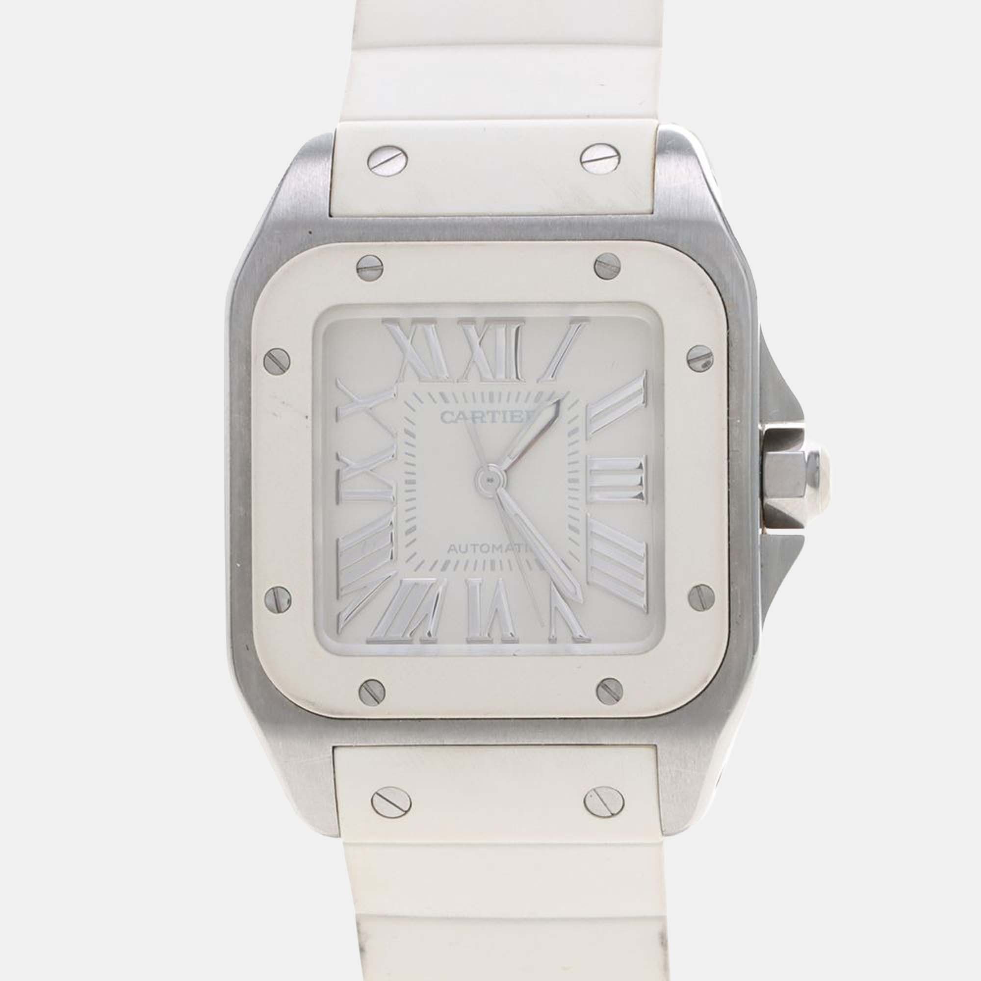 Cartier Santos 100 W20129U2 Automatic White Stainless Steel Men's Wristwatch 33 mm 
Cartier Santos 100 W20129U2 Automatic White Stainless Steel Men's Wristwatch 33 mm