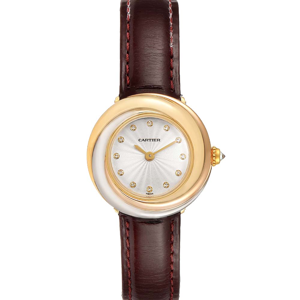 Cartier Ivory Diamonds 18K 3-Tone Trinity W200246 Women's Wristwatch 30 MM
