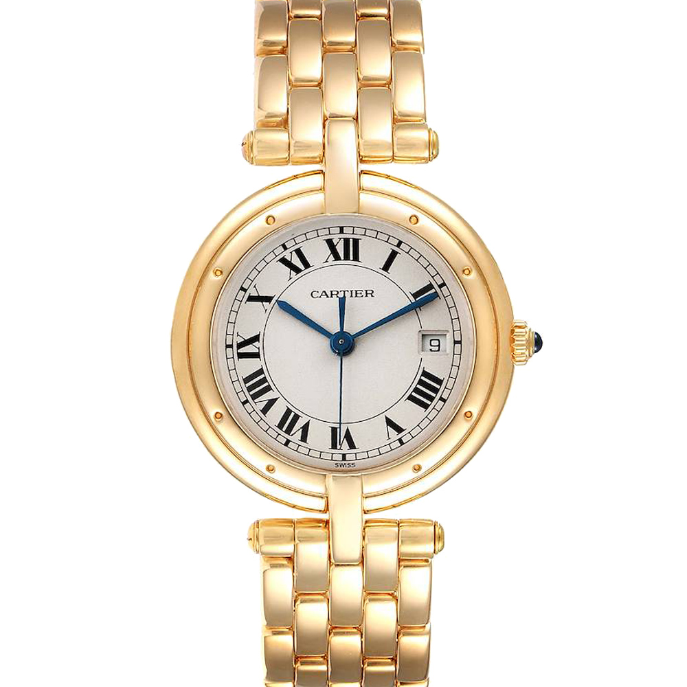 Cartier Silver 18K Yellow Gold Panthere Vendome 883964 Women's Wristwatch 30 MM