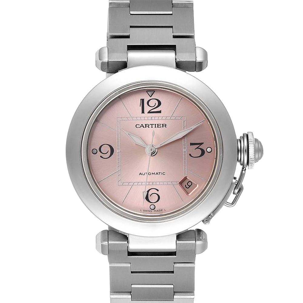Cartier Pink Stainless Steel Pasha Pink C Automatic W31075M7 Women's Wristwatch 35 MM