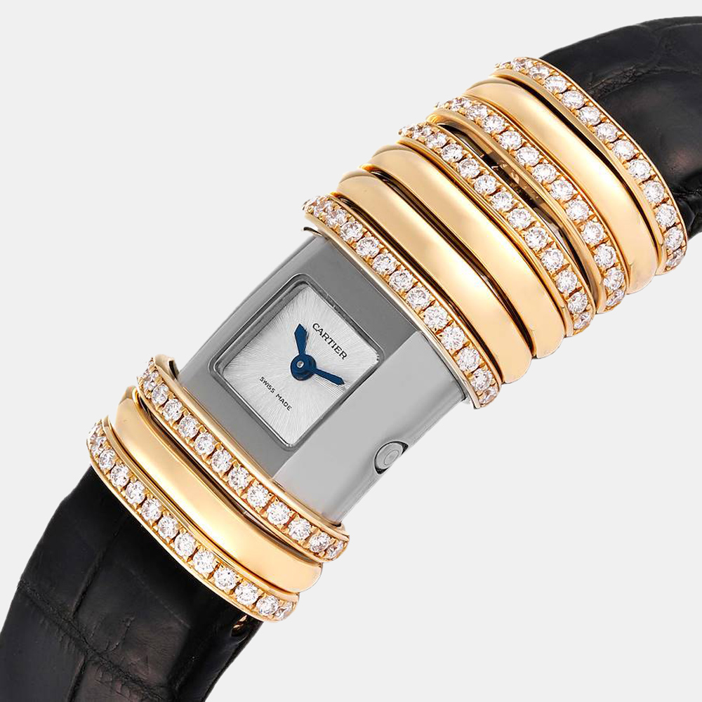 Cartier Silver Yellow Gold And Titanium Declaration WT000150 Quartz Women's Wristwatch 18 mm
Cartier Silver Yellow Gold And Titanium Declaration WT000150 Quartz Women's Wristwatch 18 mm