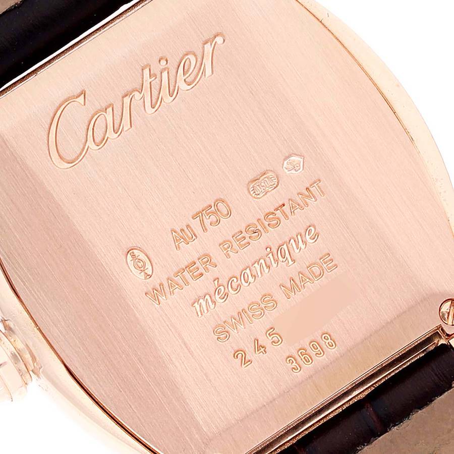 Cartier Silver 18k Rose Gold Tortue W1556360 Manual Winding Women's Wristwatch 24 Mm