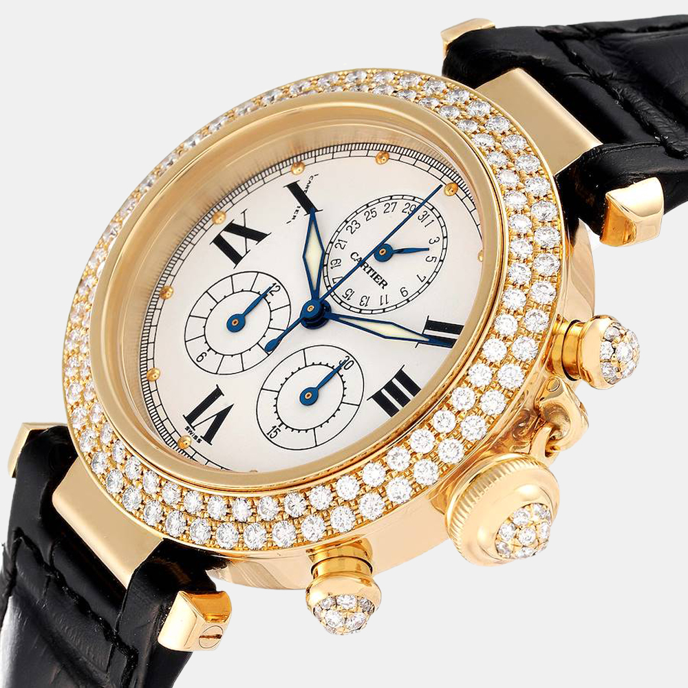 Cartier Silver Diamond 18K Yellow Gold Pasha 1354 Quartz Women's Wristwatch 36 mm
Cartier Silver Diamond 18K Yellow Gold Pasha 1354 Quartz Women's Wristwatch 36 mm