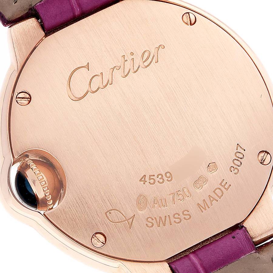 Cartier Silver Diamond 18k Rose Gold Ballon Bleu WE902050 Quartz Women's Wristwatch 28 Mm