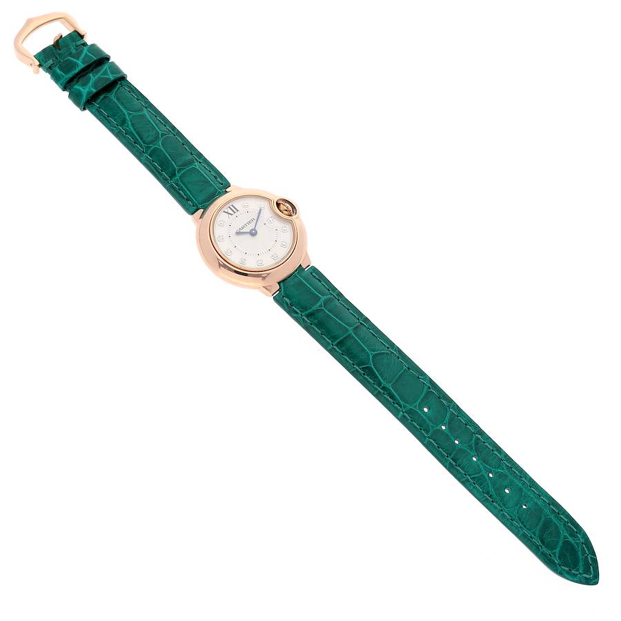 Cartier Silver Diamond 18k Rose Gold  Ballon Bleu WE902050 Quartz Women's Wristwatch 28 Mm