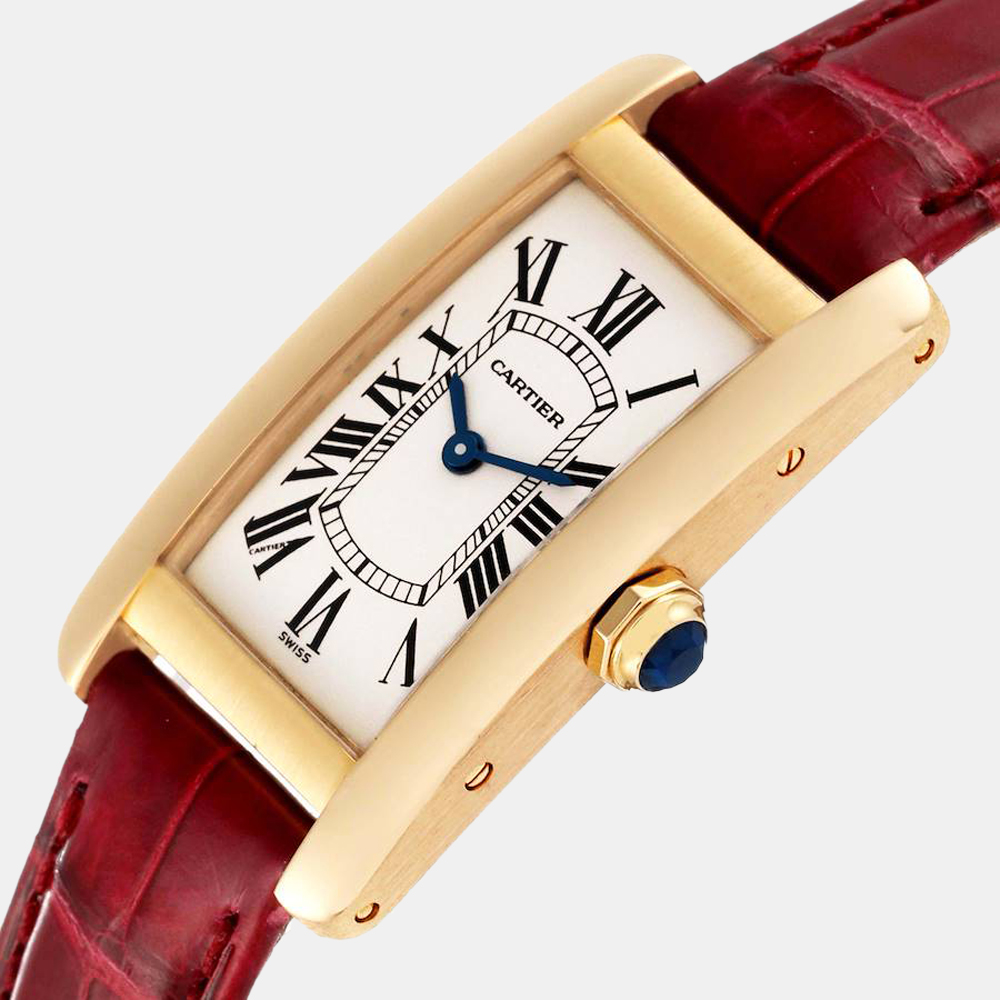 Cartier Silver 18k Yellow Gold Tank Americaine W2601556 Quartz Women's Wristwatch 19 mm
Cartier Silver 18k Yellow Gold Tank Americaine W2601556 Quartz Women's Wristwatch 19 mm