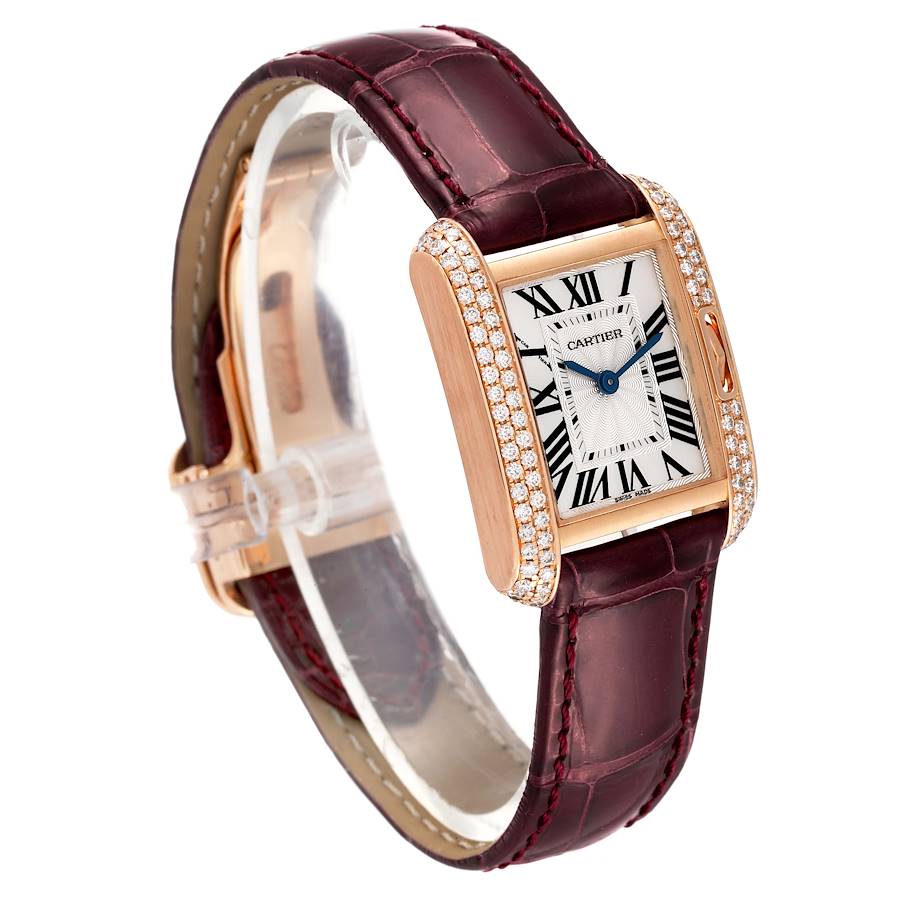 Cartier Silver 18k Rose Gold Tank Anglaise WT100013 Quartz Women's Wristwatch 23 Mm
