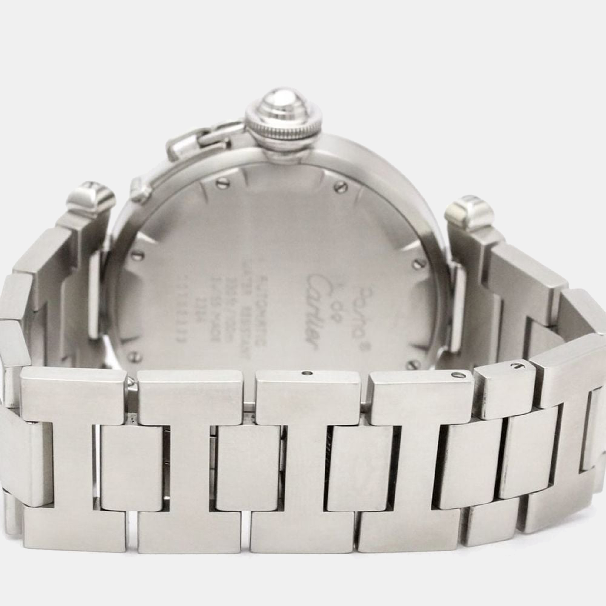 Cartier White Stainless Steel Pasha C De Cartier W31015M7 Automatic Women's Wristwatch 35 Mm