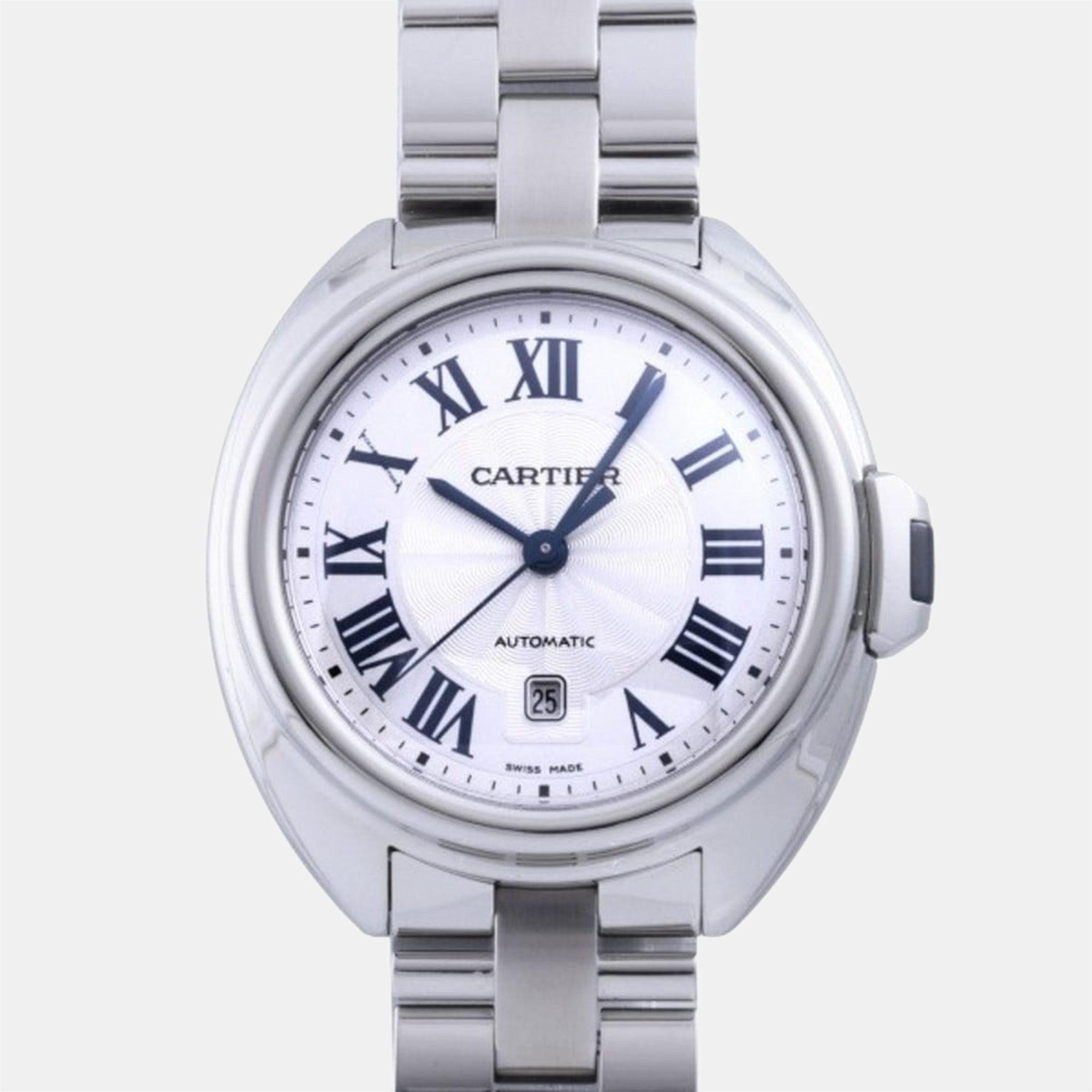 Cartier Silver Stainless Steel Cle De Cartier WSCL0005 Automatic Women's Wristwatch 31 Mm