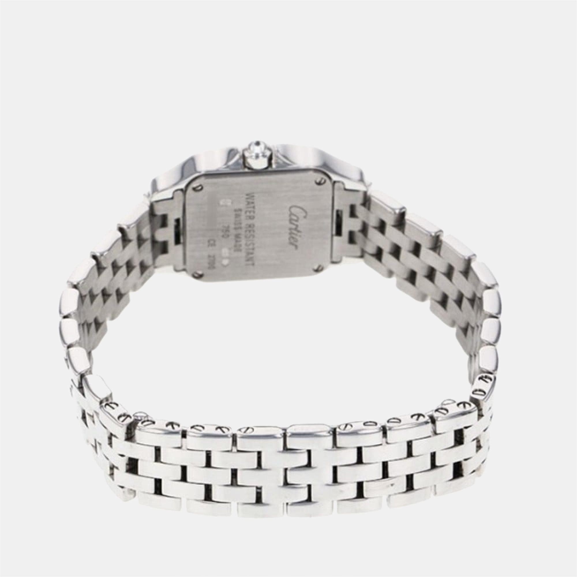 Cartier Silver Diamond 18k White Gold Santos Demoiselle WF9003Y8 Quartz Women's Wristwatch 21 Mm