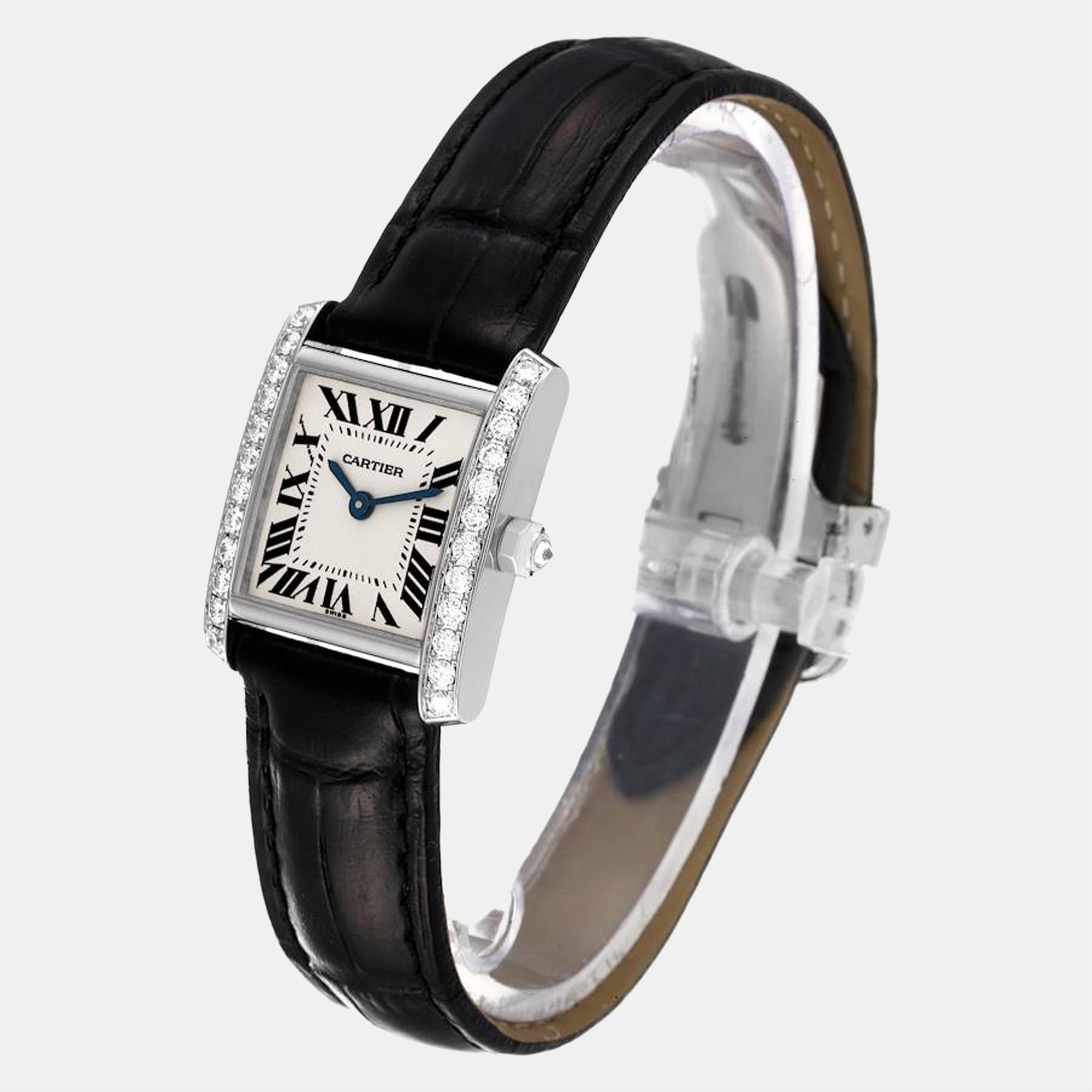 Cartier Silver 18k White Gold Tank Francaise WE100251 Quartz Women's Wristwatch 20 Mm
