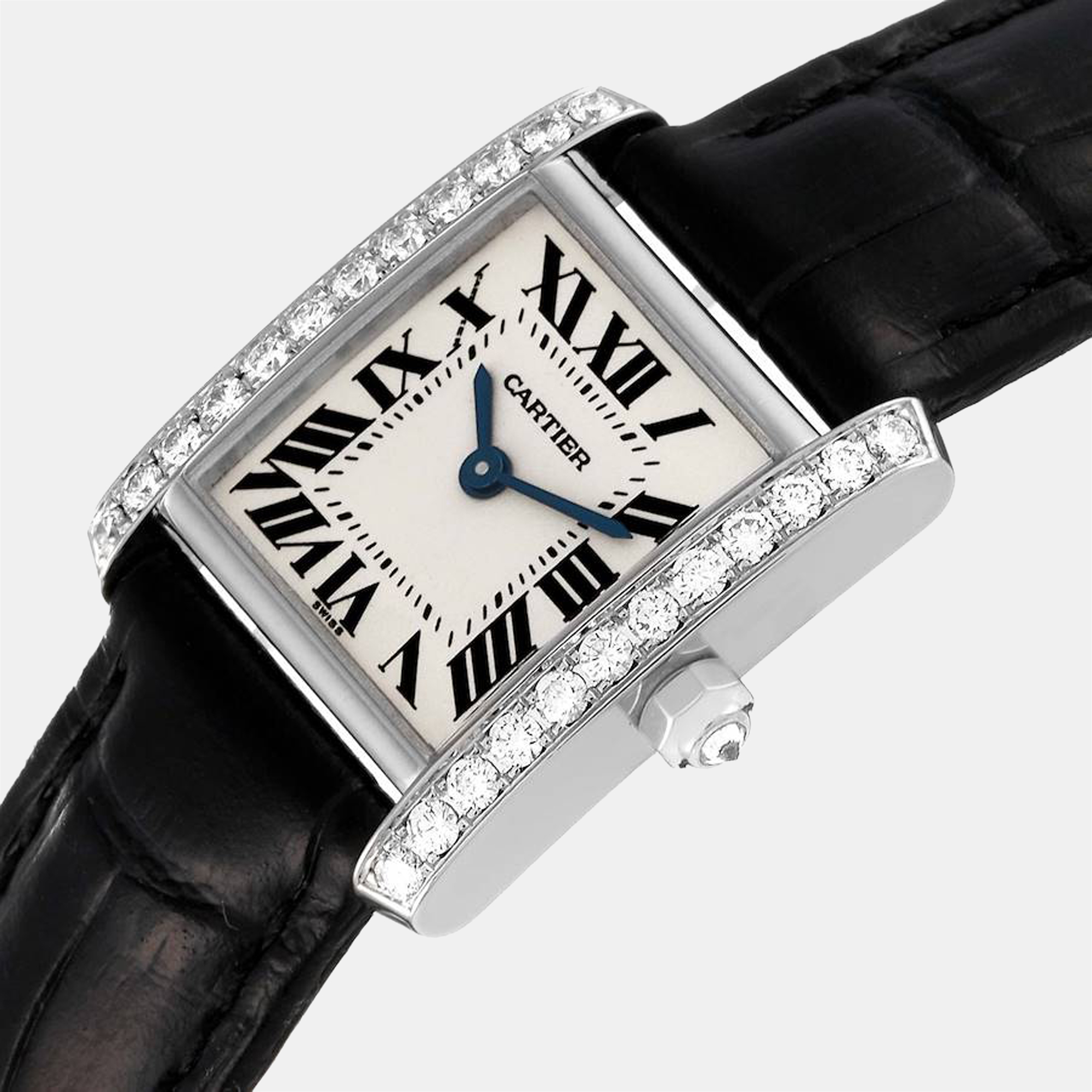 Cartier Silver 18k White Gold Tank Francaise WE100251 Quartz Women's Wristwatch 20 Mm