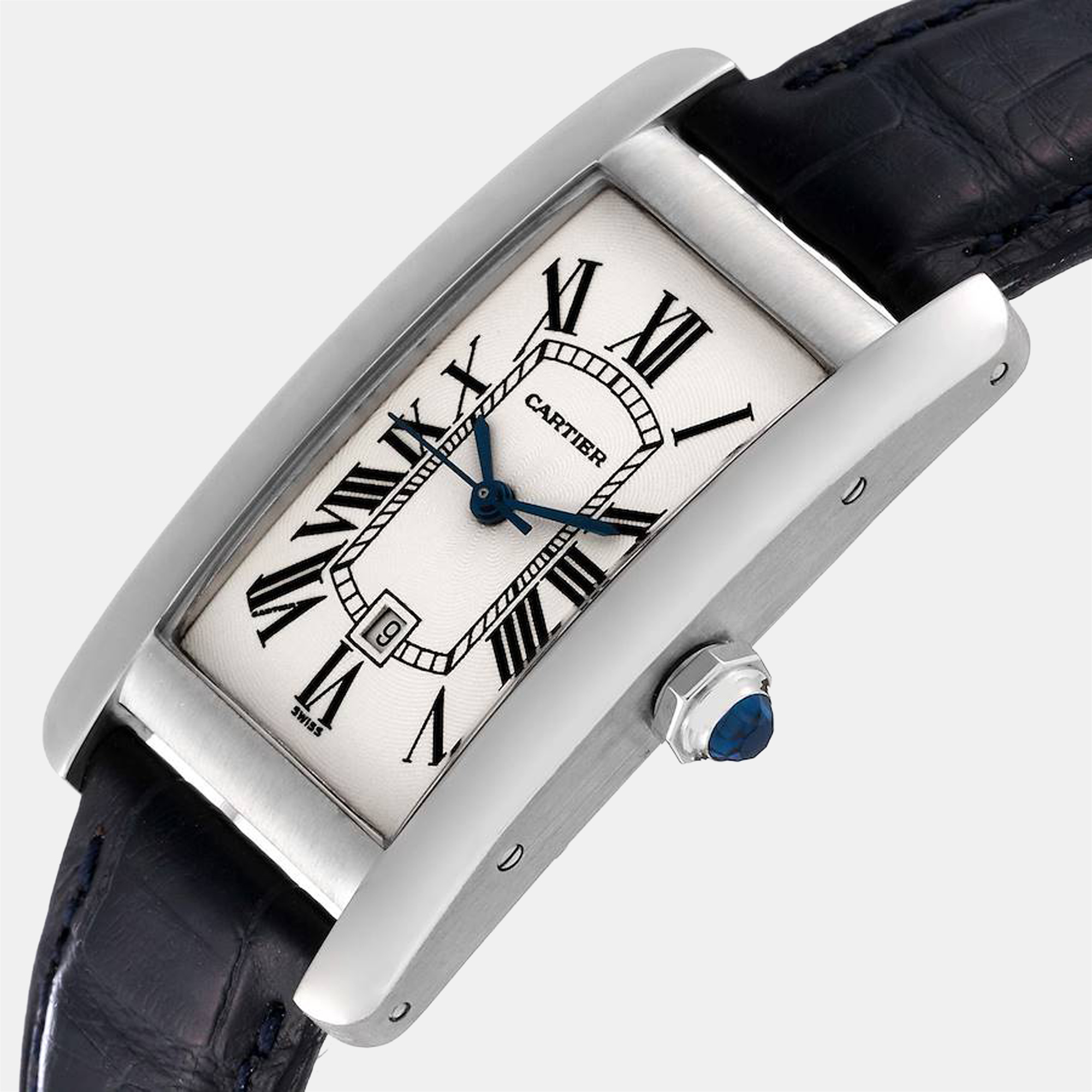 Cartier Silver 18K White Gold Tank Americaine W2603656 Women's Wristwatch 41 mm
Cartier Silver 18K White Gold Tank Americaine W2603656 Women's Wristwatch 41 mm