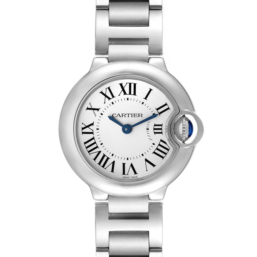 Cartier Silver Stainless Steel Ballon Bleu W69010Z4 Women's Wristwatch 28 Mm