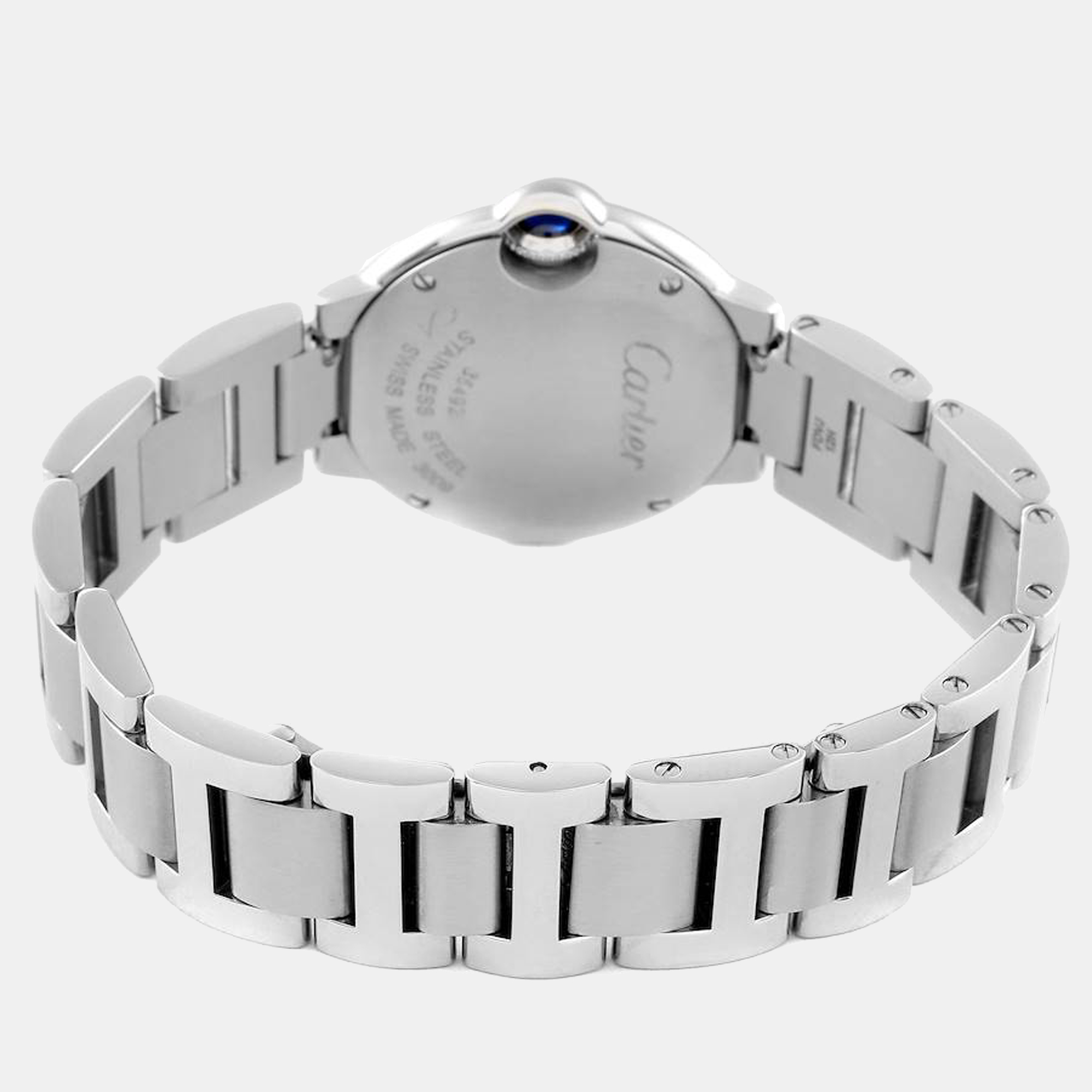 Cartier Silver Stainless Steel Ballon Bleu W69010Z4 Women's Wristwatch 28 Mm