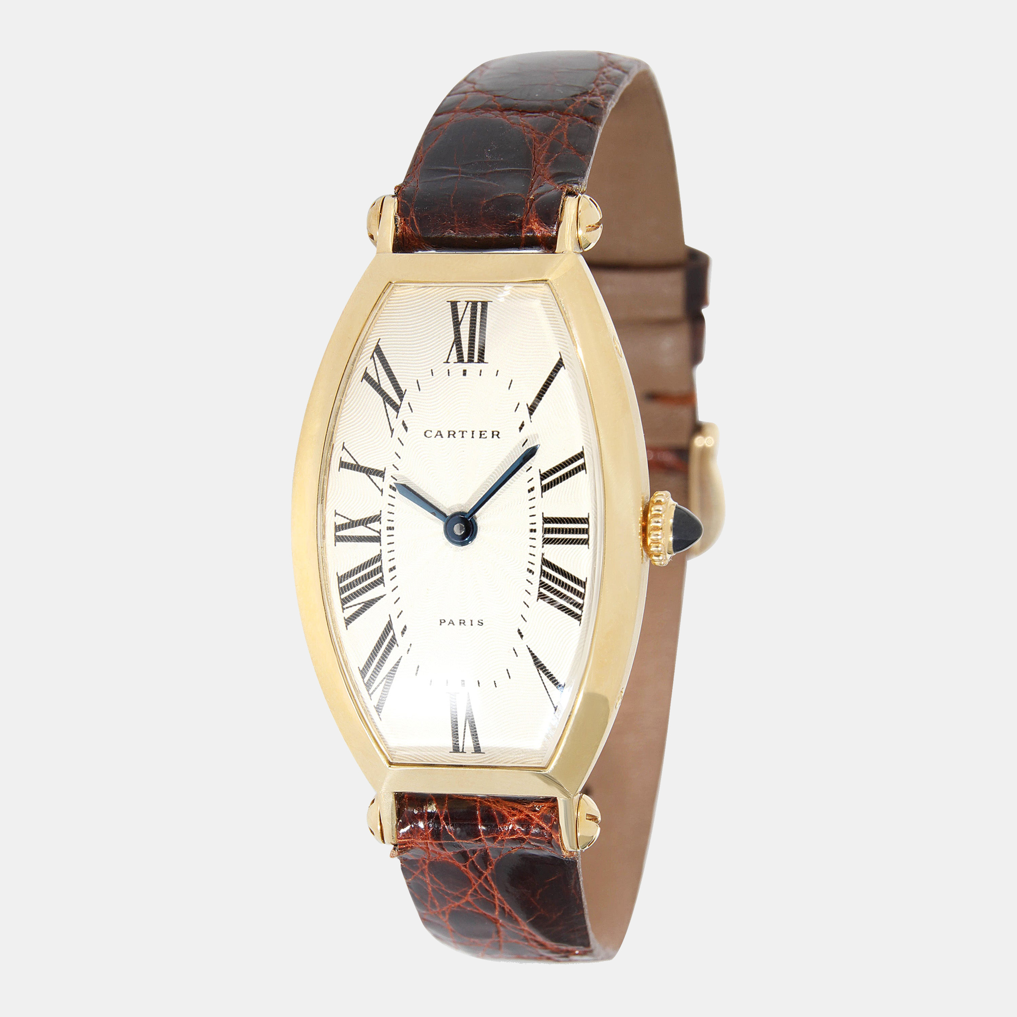 Cartier Silver 18K Yellow Gold Tonneau W1528551 Women's Wristwatch 21 Mm