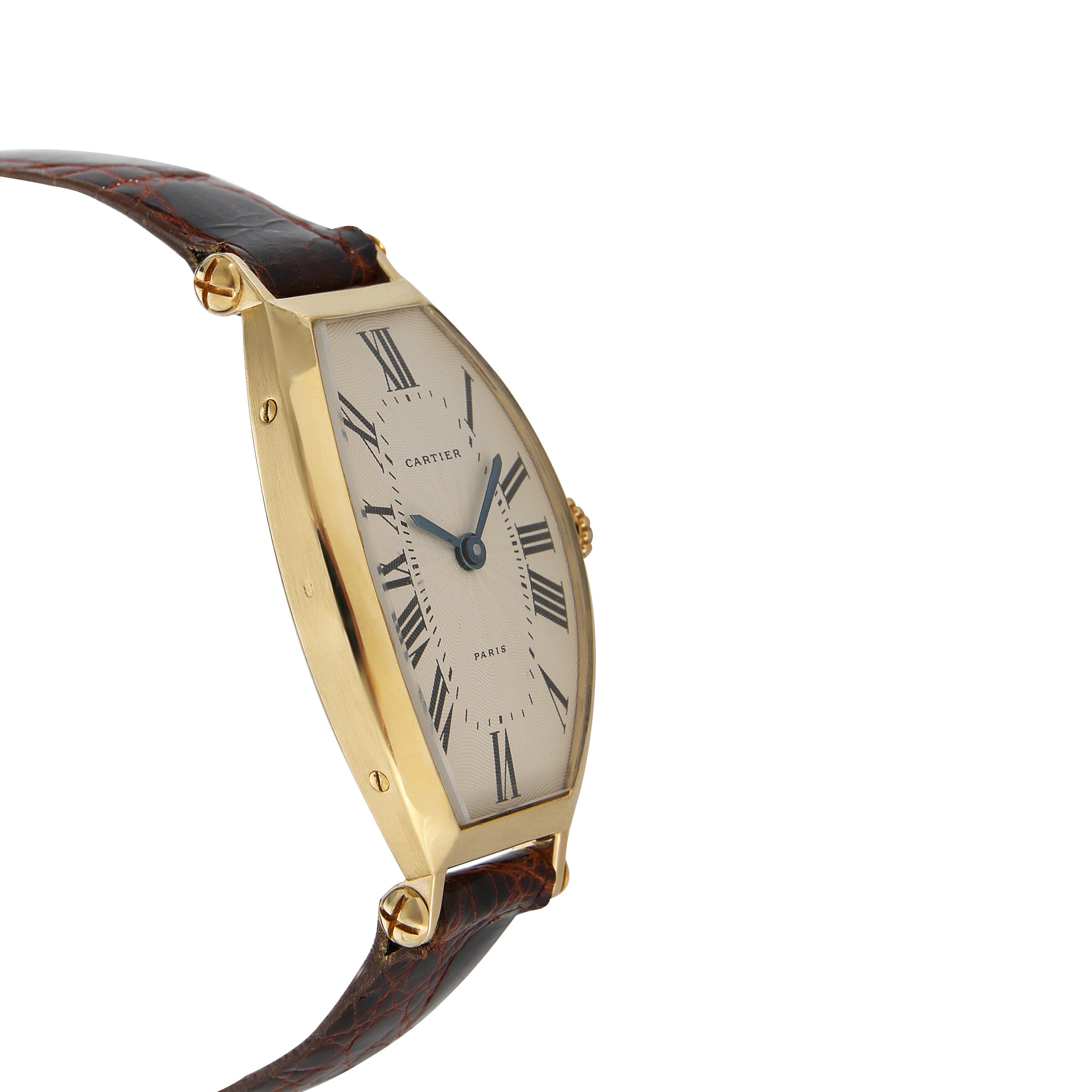 Cartier Silver 18K Yellow Gold Tonneau W1528551 Women's Wristwatch 21 Mm