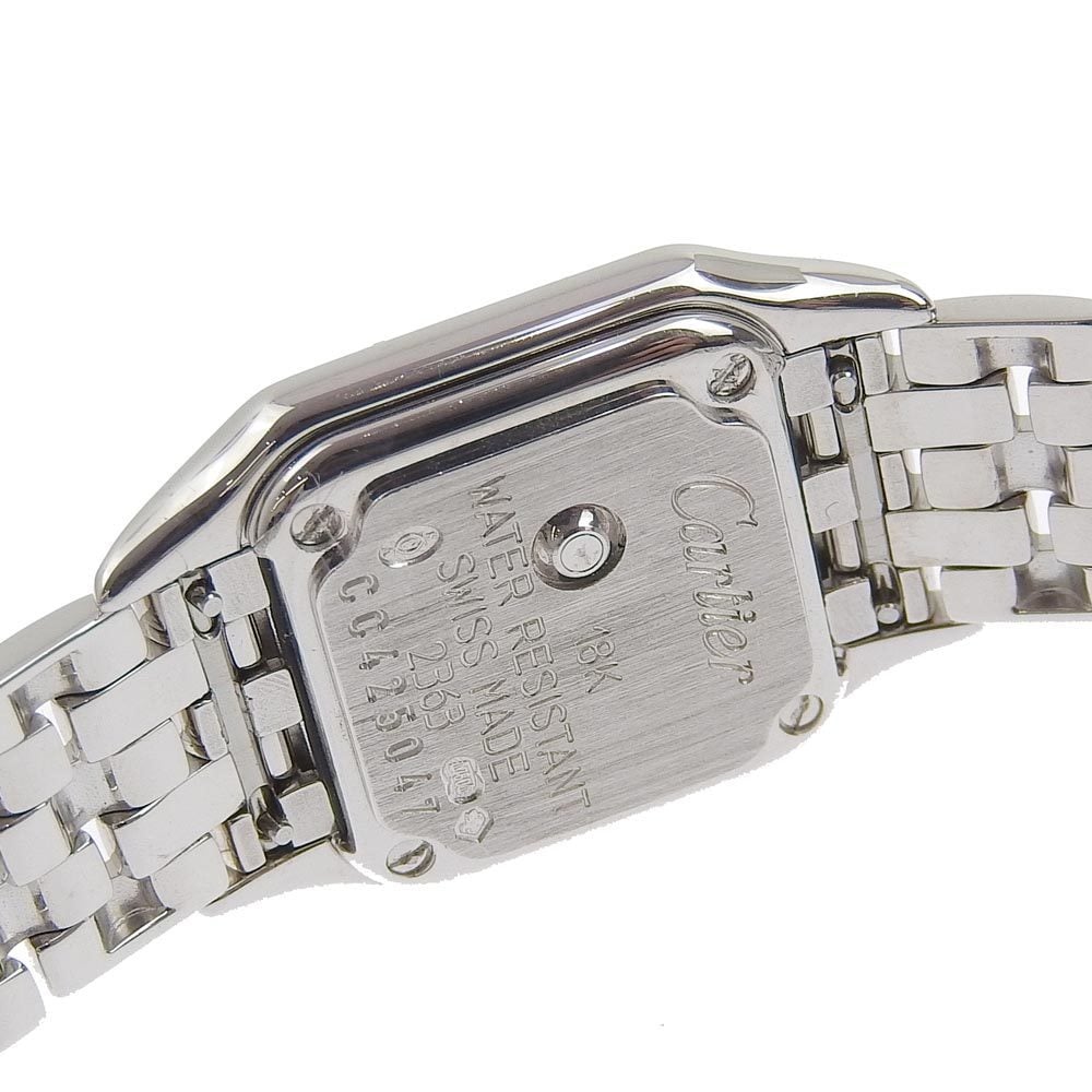 Cartier Silver Diamonds 18K White Gold Panthere WF3210F3 Women's Wristwatch 17 Mm