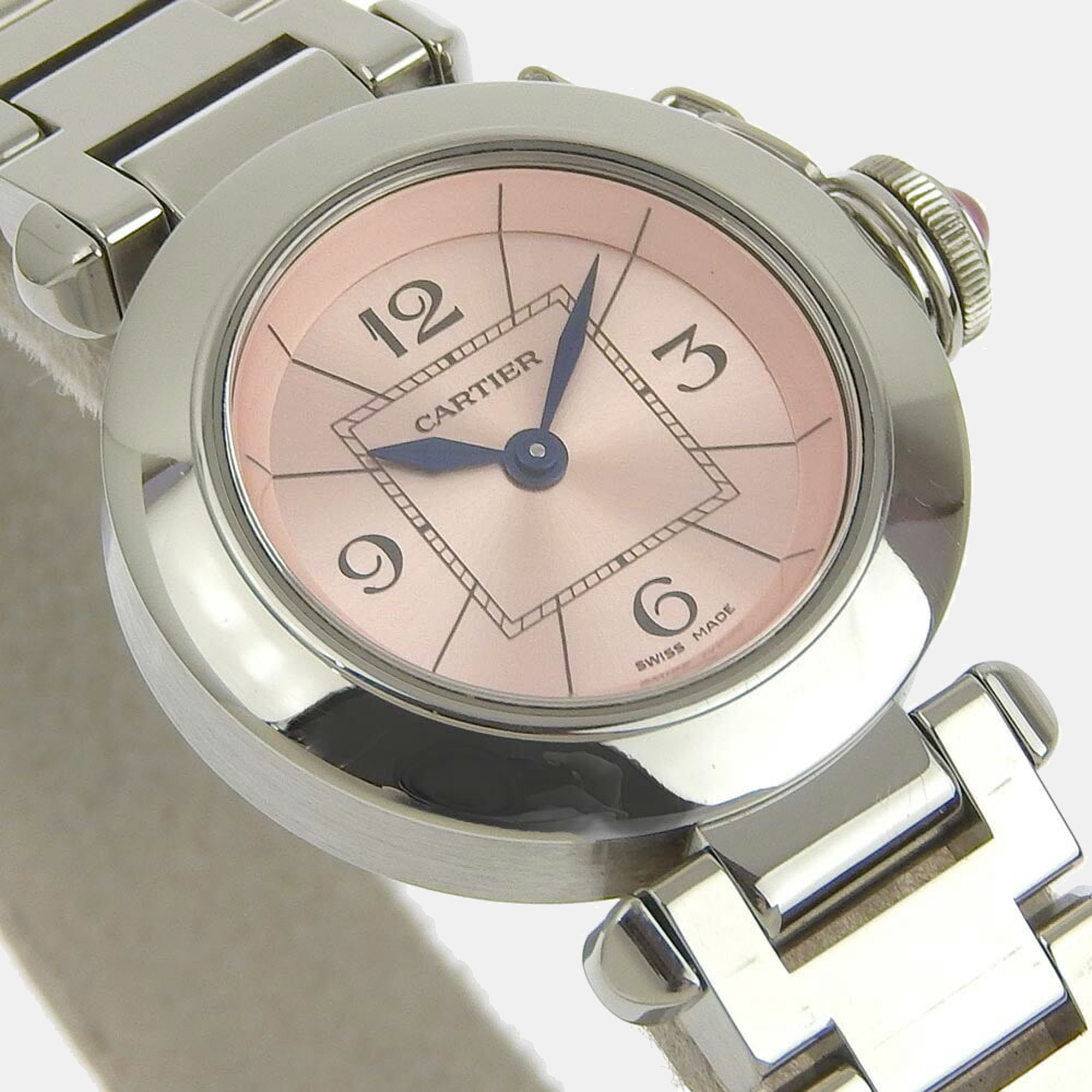 Cartier Pink Stainless Steel Miss Pasha Women's Wristwatch 29 Mm