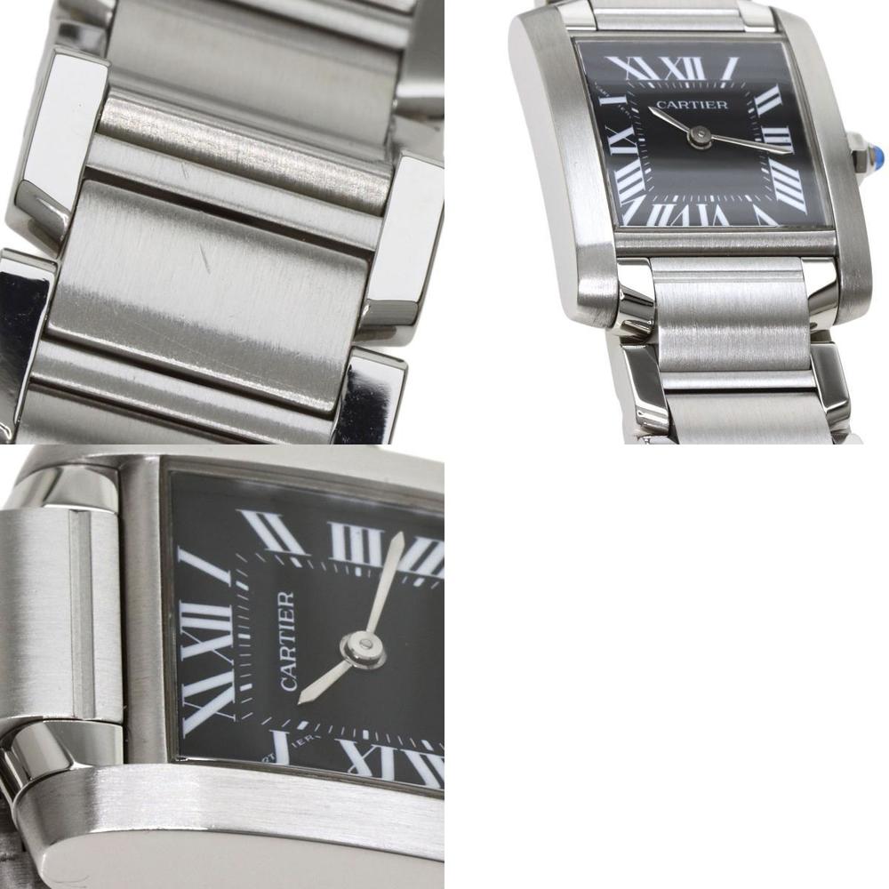 Cartier Black Stainless Steel Tank Francaise Women's Wristwatch 20 Mm