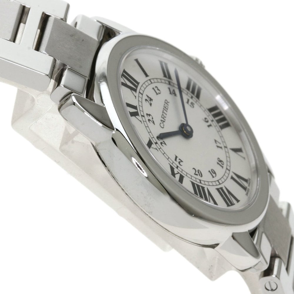Cartier Silver Stainless Steel Ronde Solo W6701004 Women's Wristwatch 29 Mm