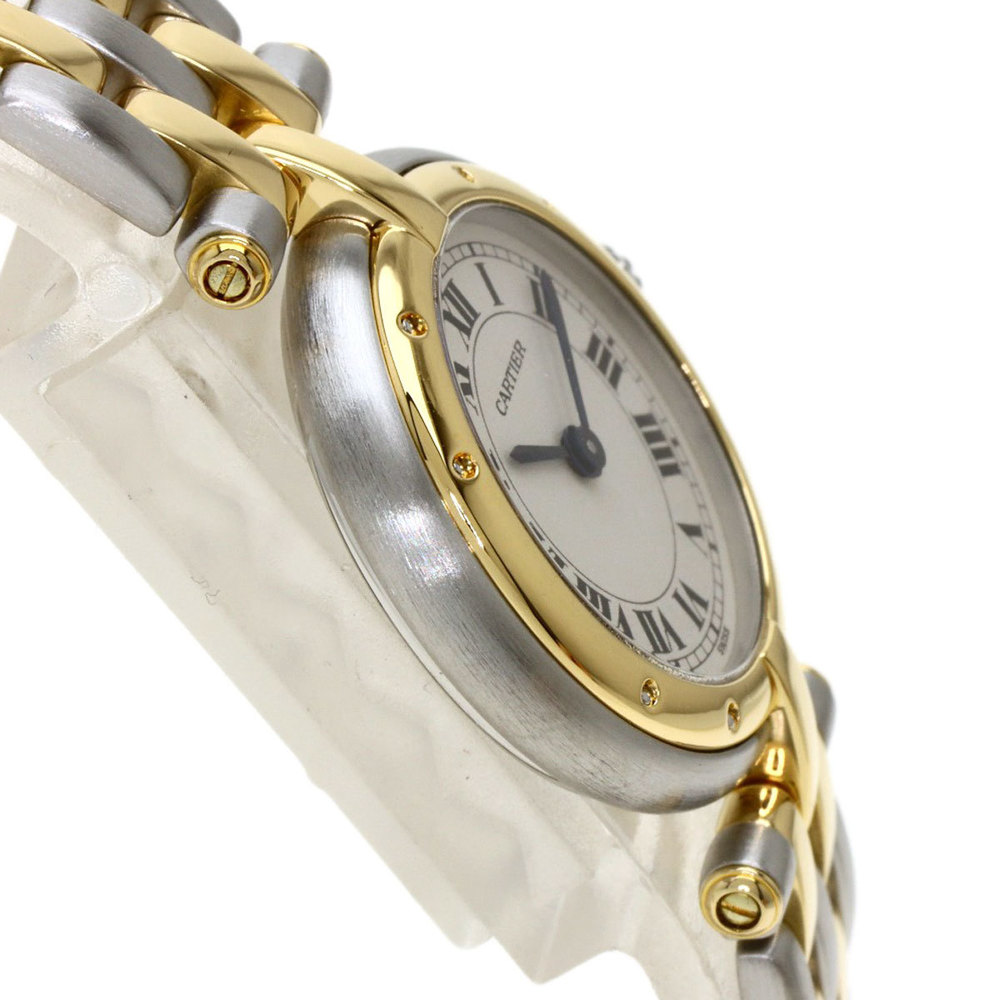 Cartier Silver 18K Yellow Gold And Stainless Steel Panthere Cougar Quartz Women's Wristwatch 24 Mm