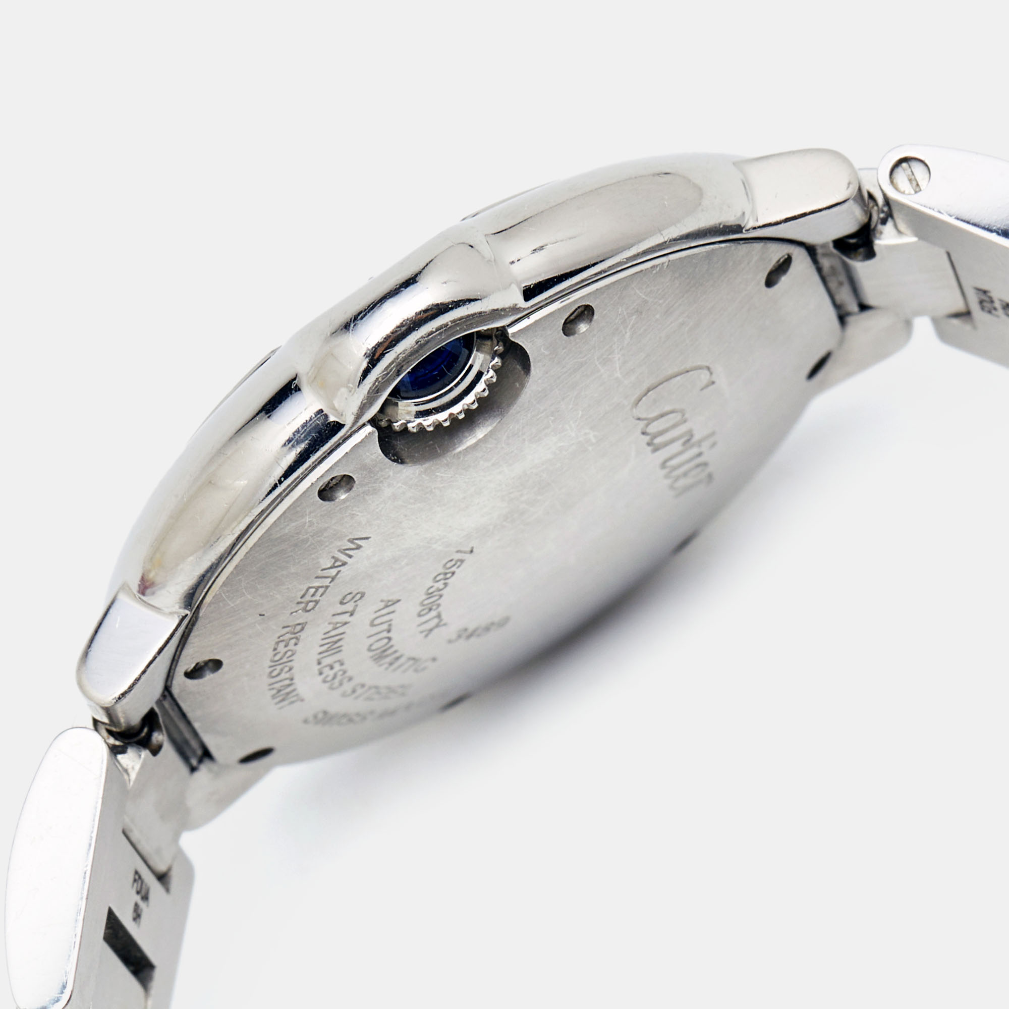 Cartier Silver Stainless Steel Ballon Bleu W6920071 Women's Wristwatch 33 Mm