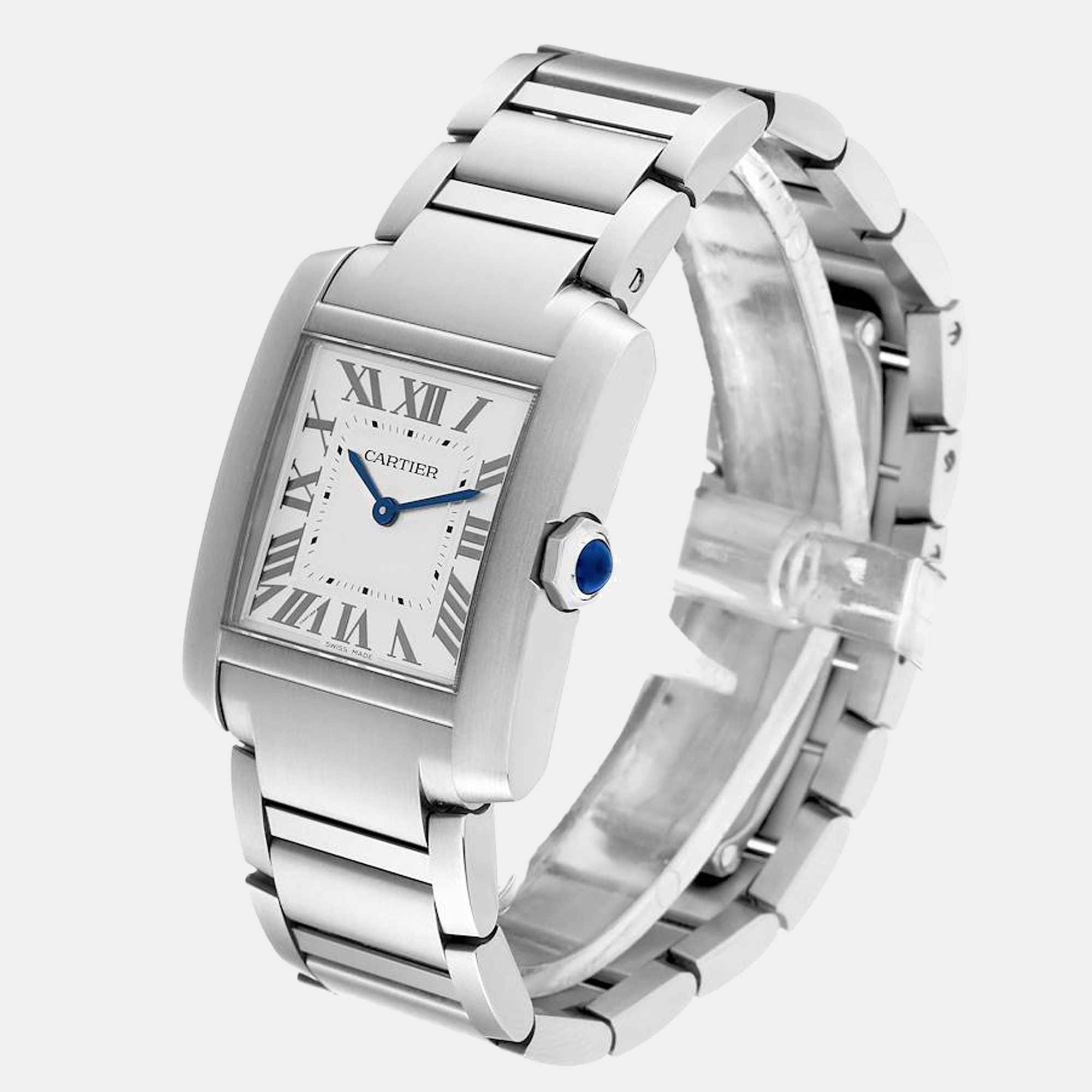 Cartier Silver Stainless Steel Tank Francaise WSTA0074 Women's Wristwatch 32 Mm