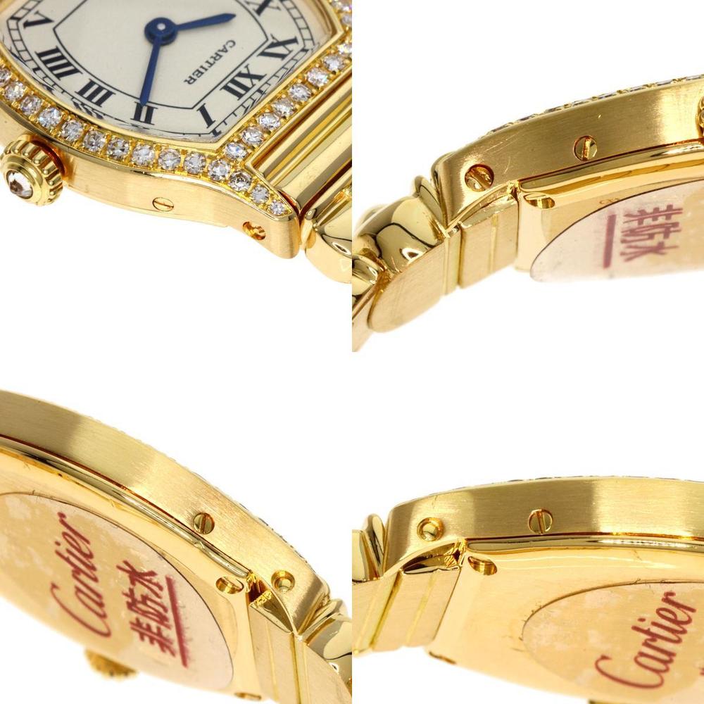 Cartier White Diamonds 18K Yellow Gold Tortue Women's Wristwatch 20.5 Mm