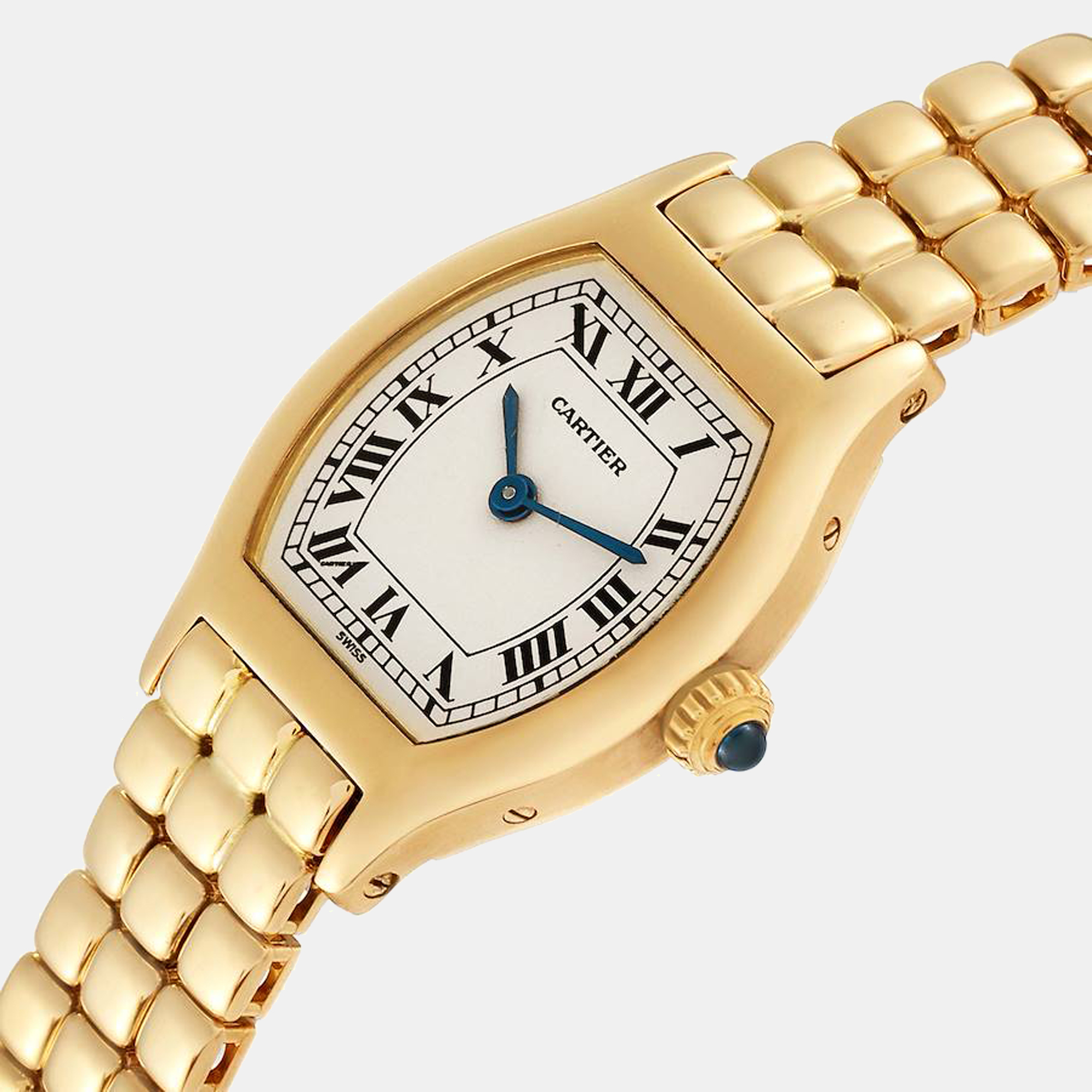 Cartier Tonneau Yellow Gold Silver Dial Vintage Quartz Ladies Watch, White
Cartier Tonneau Yellow Gold Silver Dial Vintage Quartz Ladies Watch, White