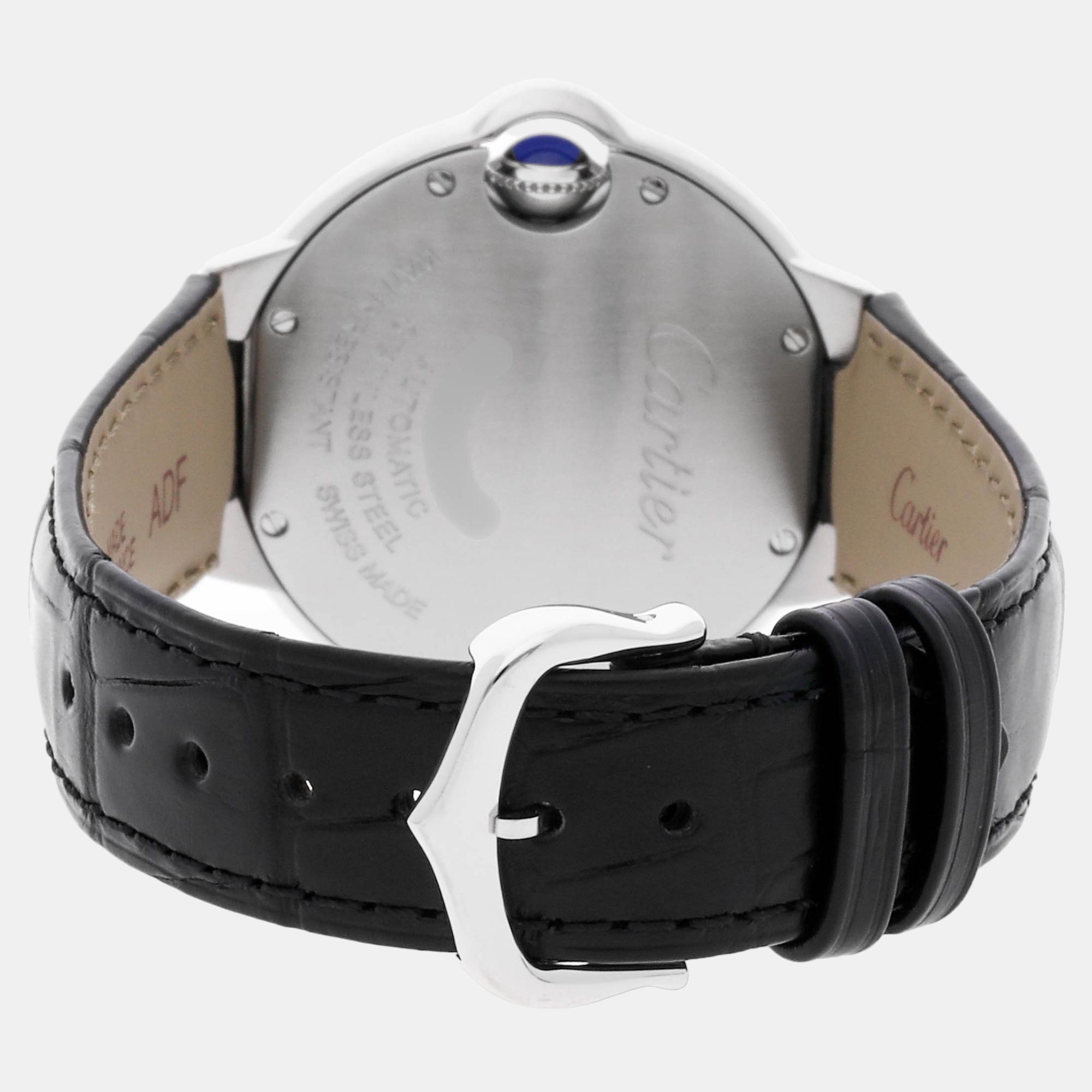 Cartier Silver Stainless Steel Ballon Bleu W6920085 Automatic Women's Wristwatch 33 Mm