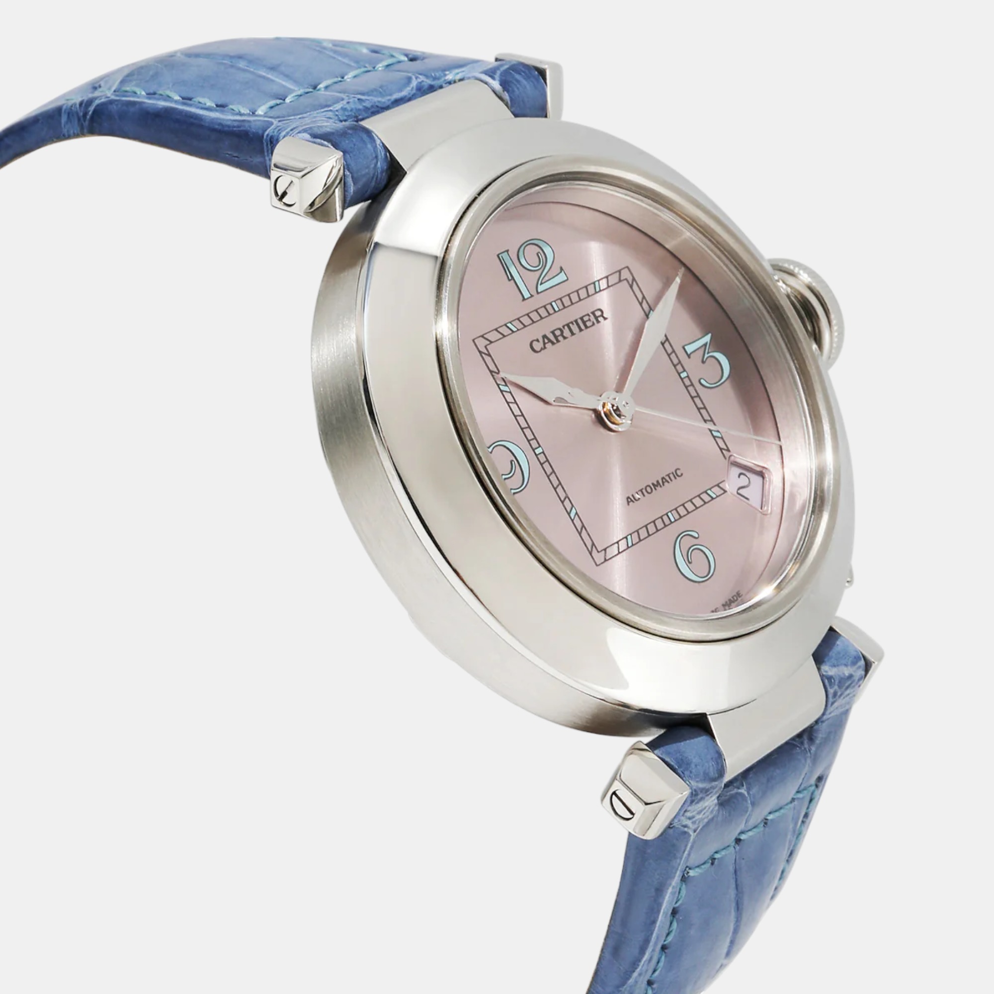 Cartier Pink Stainless Steel Pasha C 2324 Women's Wristwatch 35 Mm