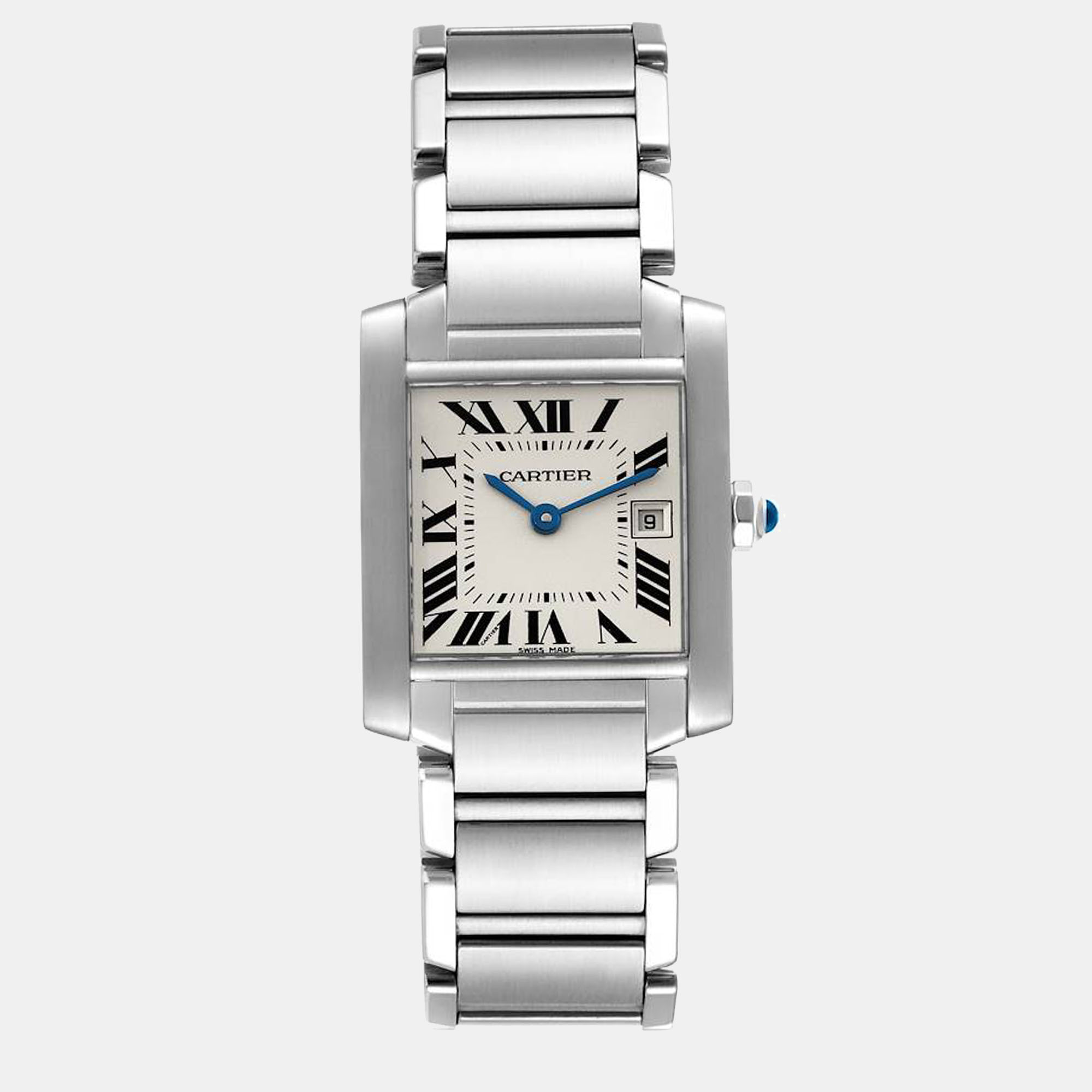 Cartier tank francaise midsize silver dial steel ladies watch w51011q3 25.0 x 30.0 mm
