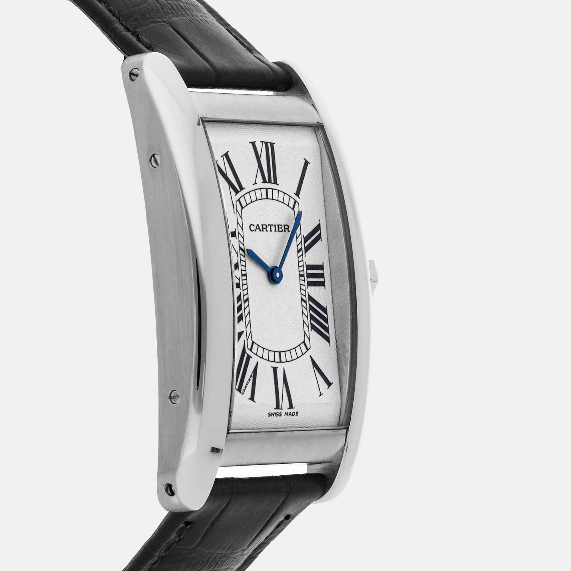 Cartier Silver 18K White Gold Tank Americaine W2601651 Women's Wristwatch 27 X 37 Mm