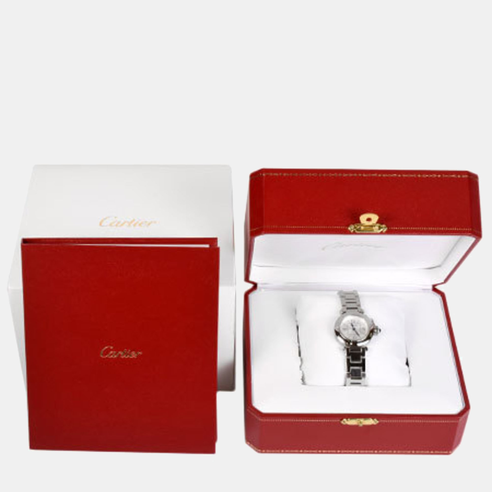 Cartier Silver Stainless Steel Miss Pasha W3140007 Quartz Women's Wristwatch 28 Mm